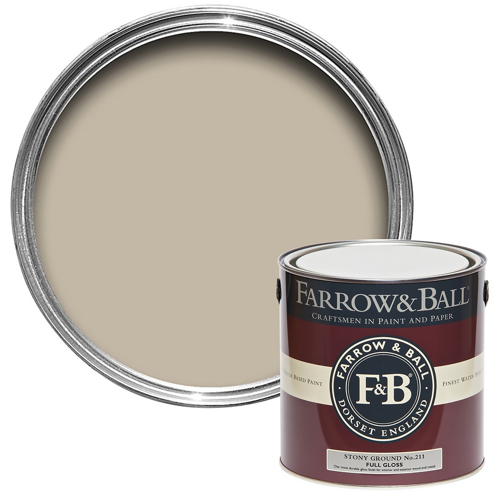 Farrow & Ball Full Gloss Paint Stony Ground No.211 - 2.5L