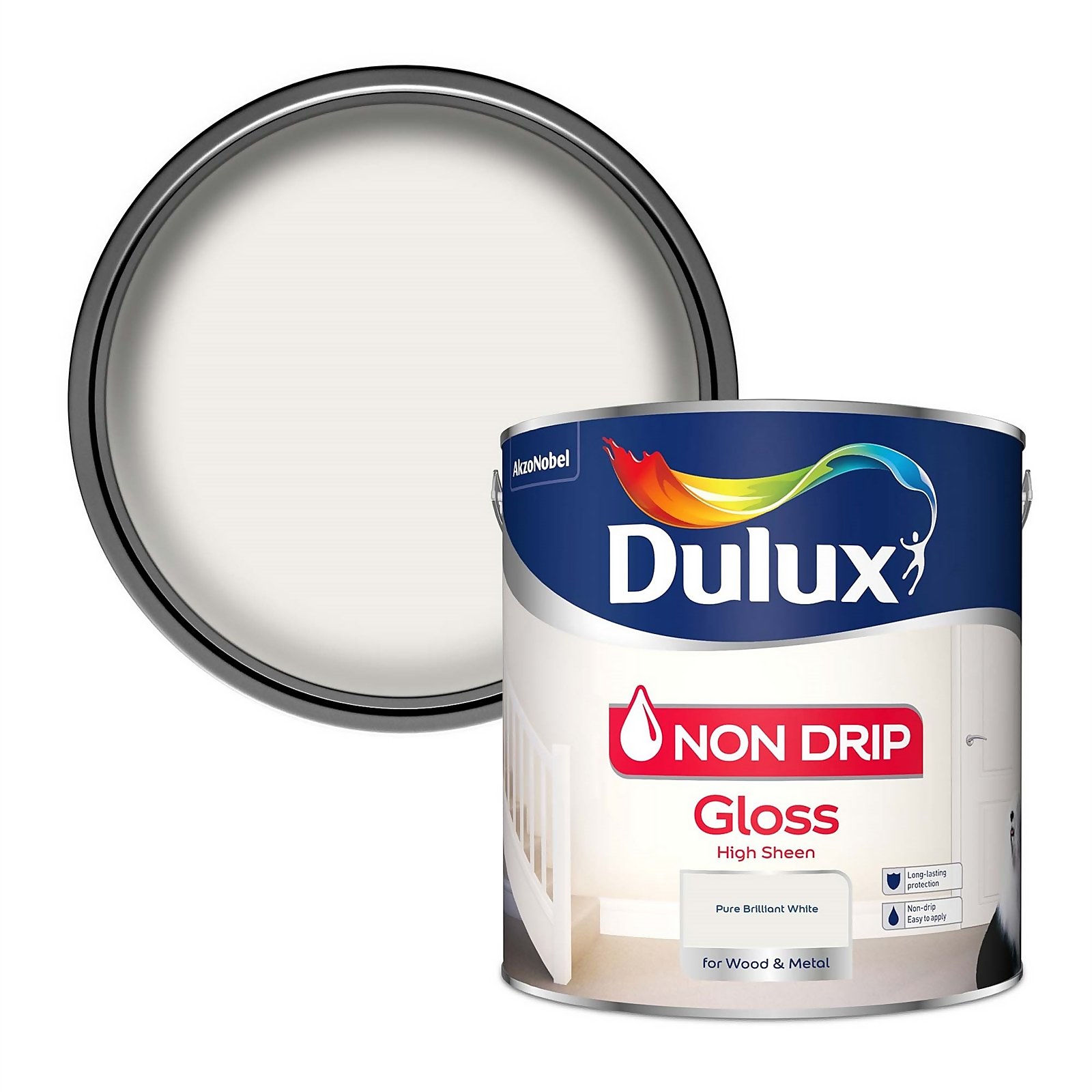 Photo of Dulux Pure Brilliant White Non Drip Gloss Paint - 2.5l