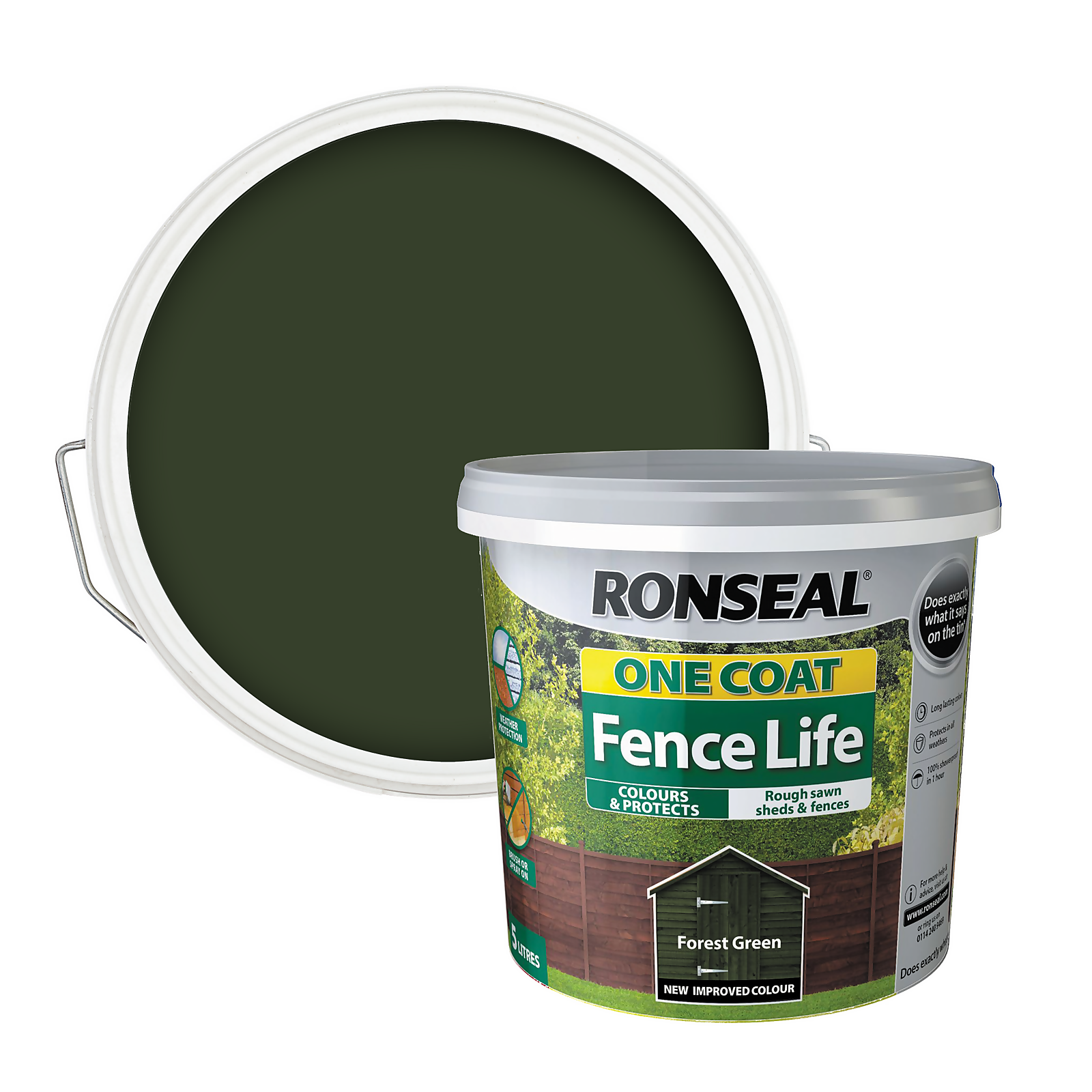 Photo of Ronseal One Coat Fence Life Paint Forest Green - 5l