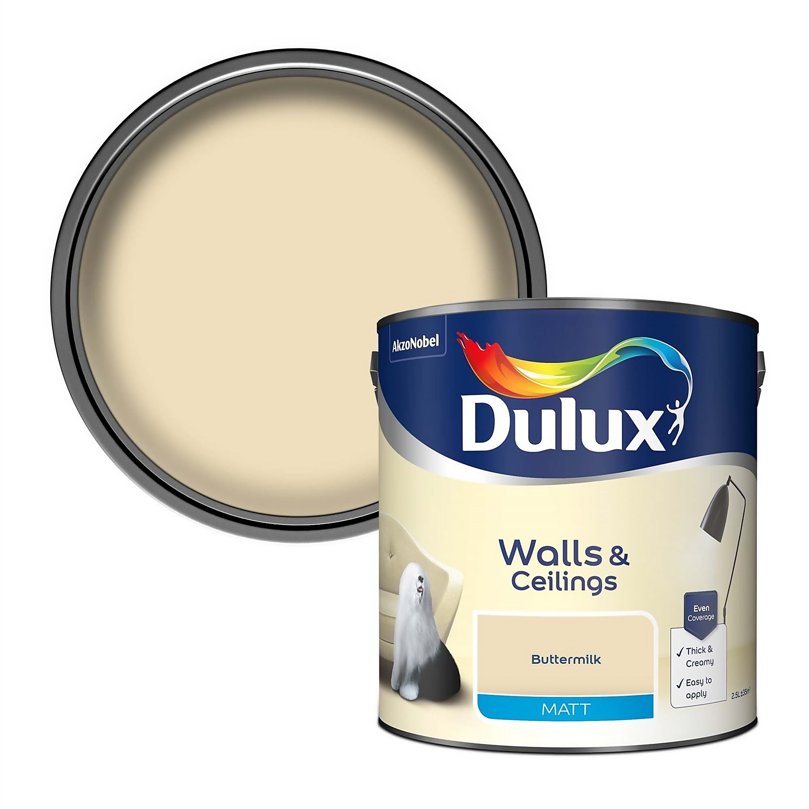 Photo of Dulux Buttermilk - Matt Emulsion Paint - 2.5l