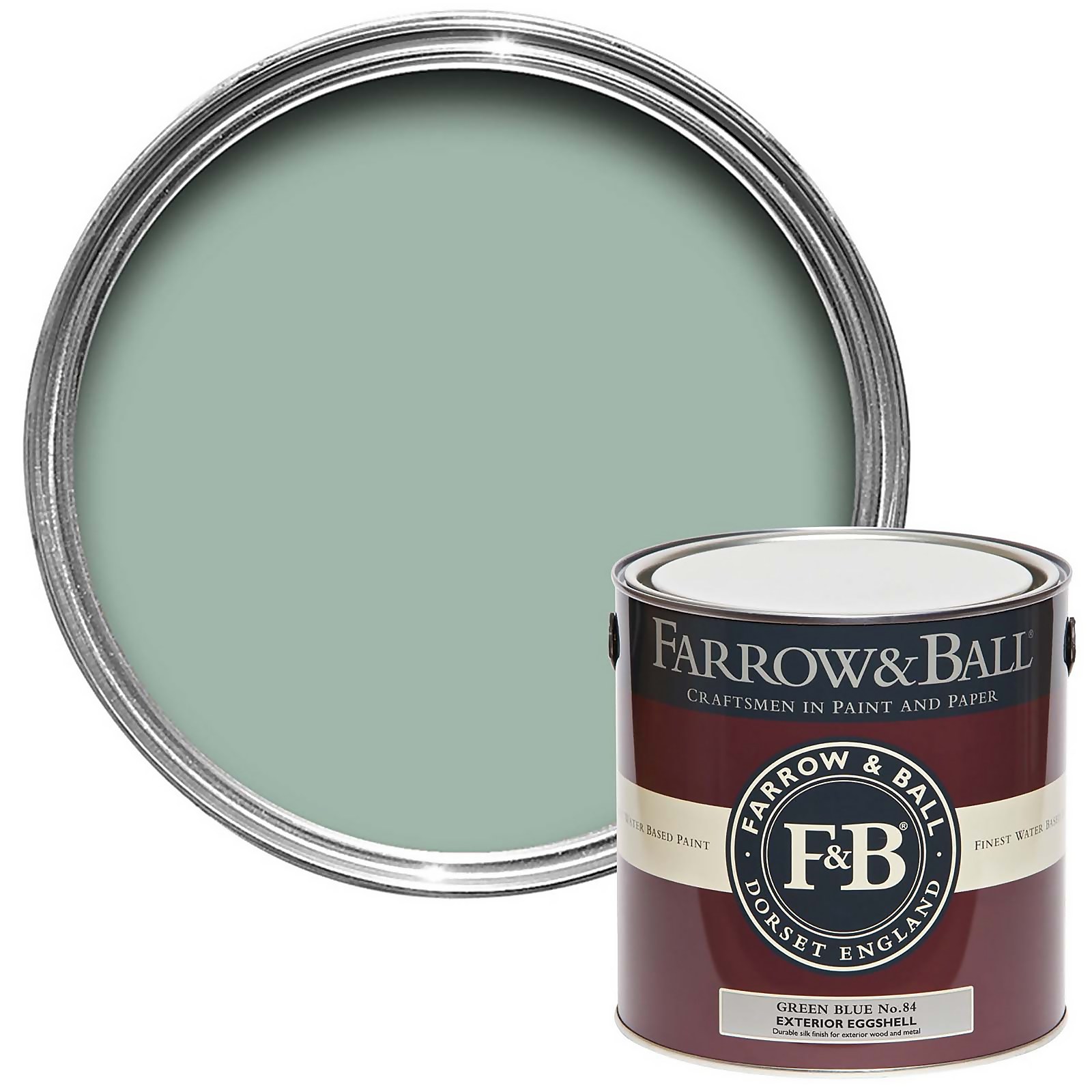 Farrow & Ball Exterior Eggshell Paint Green Blue No.84 - 2.5L