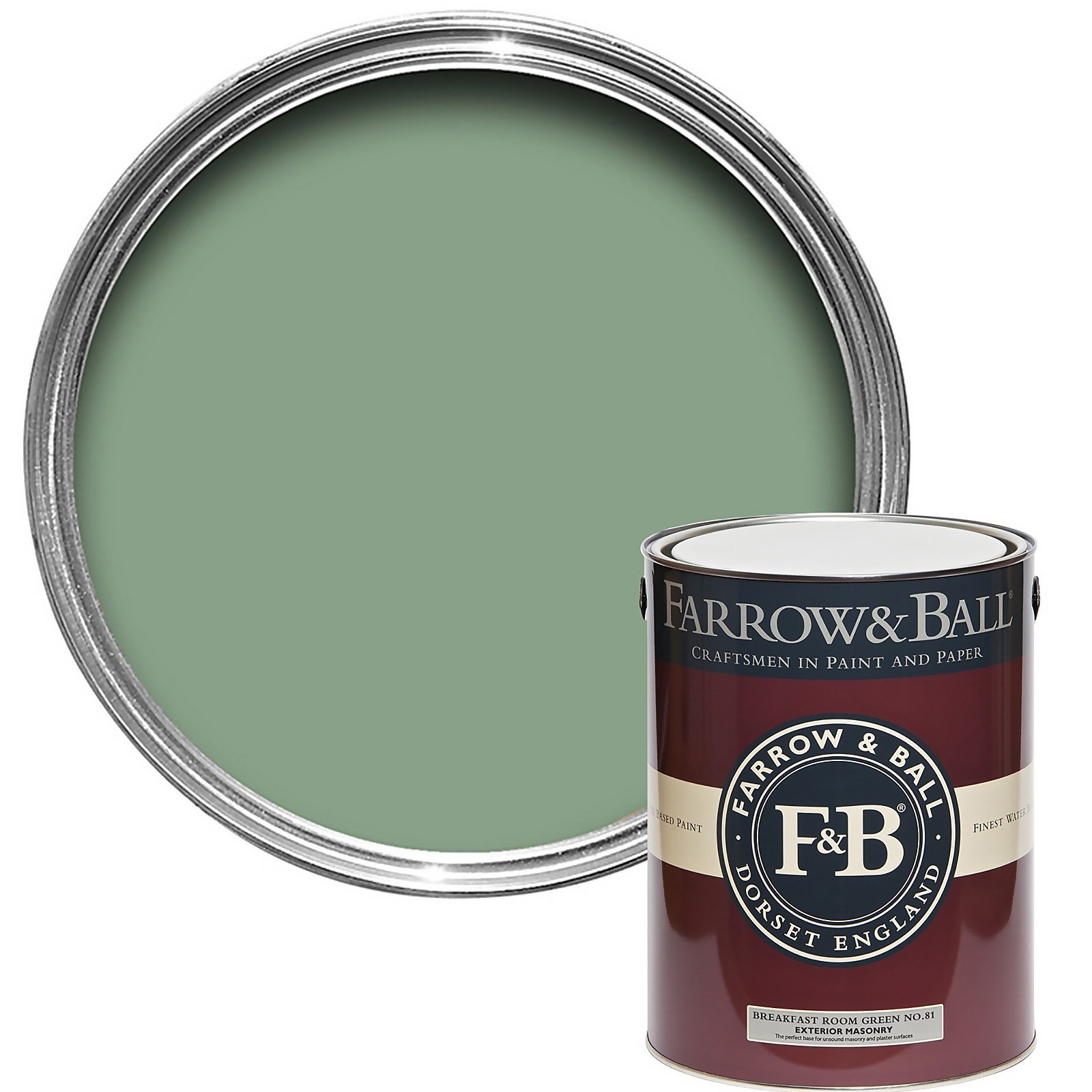 Farrow & Ball Exterior Masonry Paint Breakfast Room Green No.81 - 5L