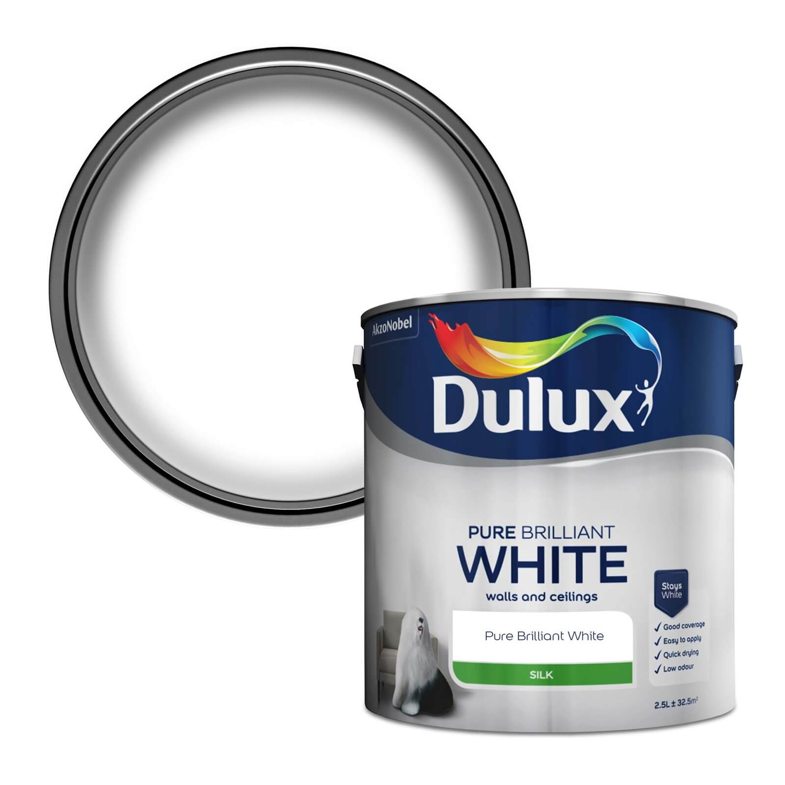 Photo of Dulux Pure Brilliant White - Silk Emulsion Paint - 2.5l