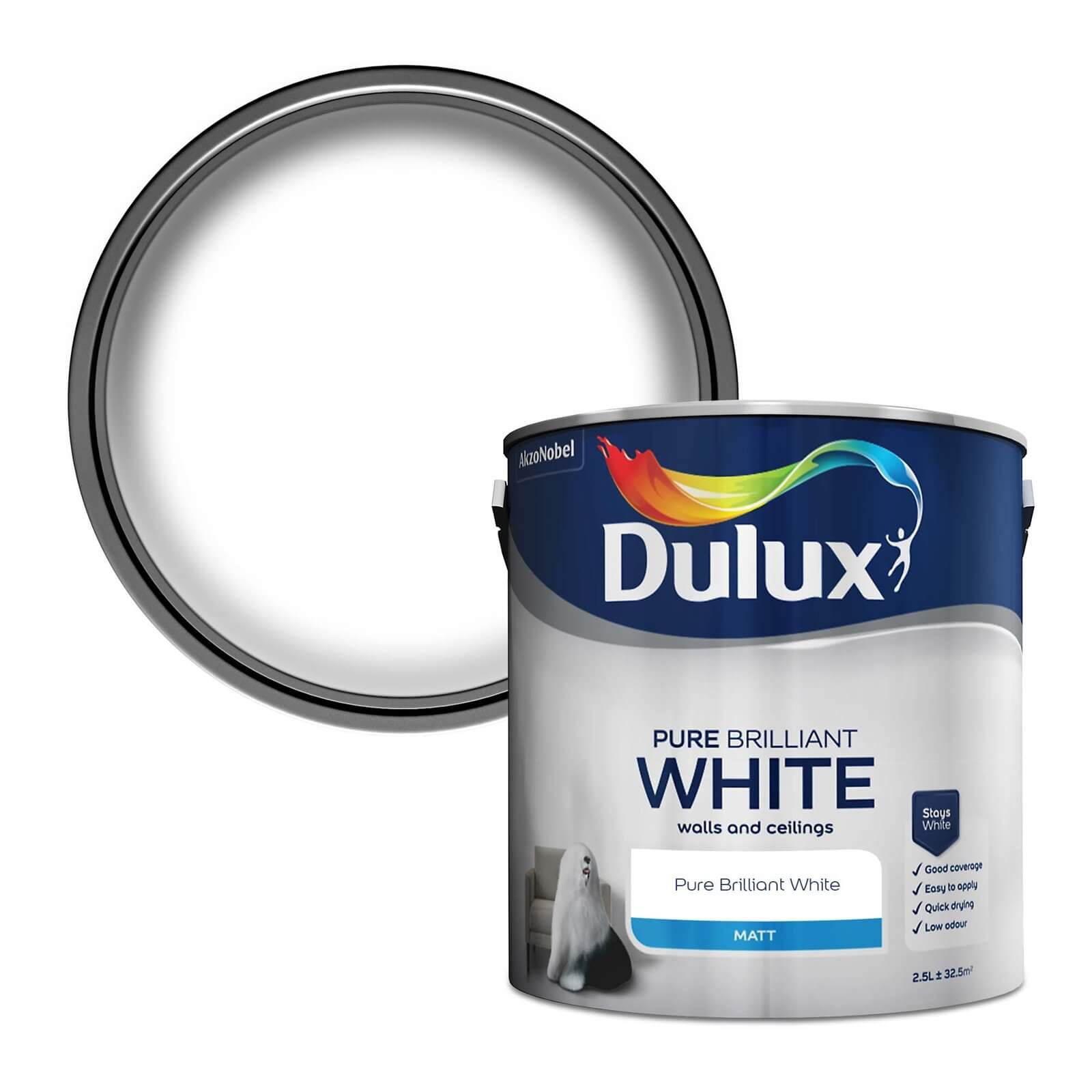 Photo of Dulux Pure Brilliant White Matt Emulsion Paint - 2.5l