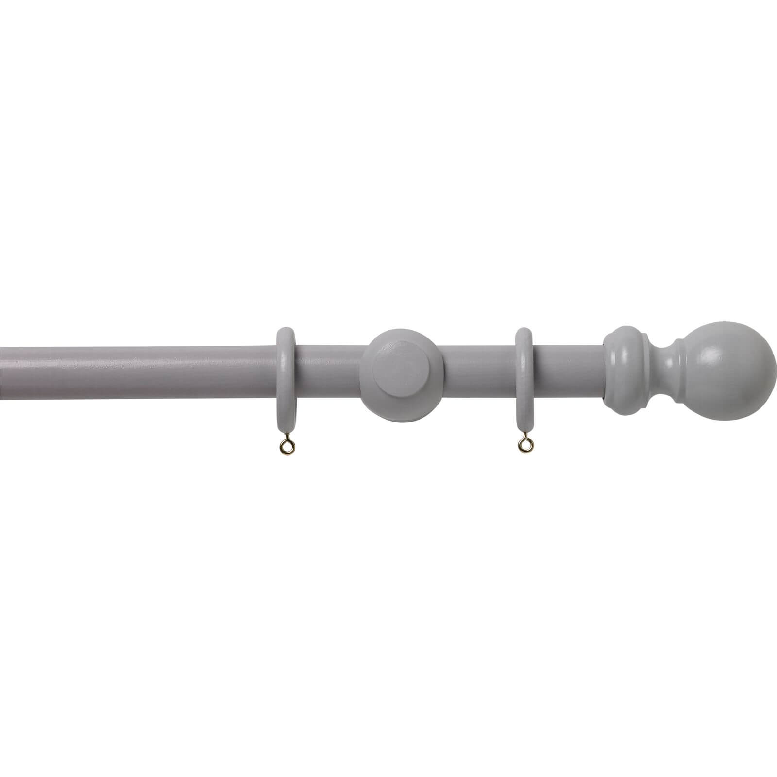 Photo of Grey Wood 28mm Curtain Pole With Ball Finials - 2.4m