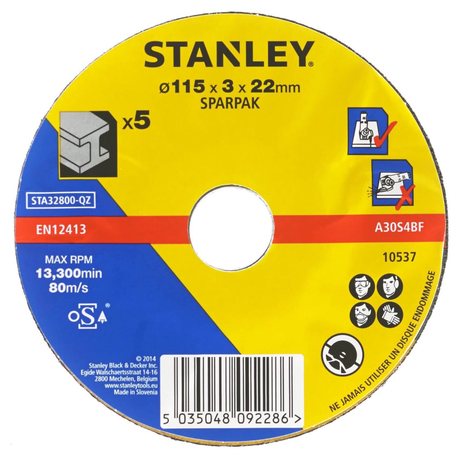 Photo of Stanley 115mm Metal Cutting Disc Pack - Sta32800-qz