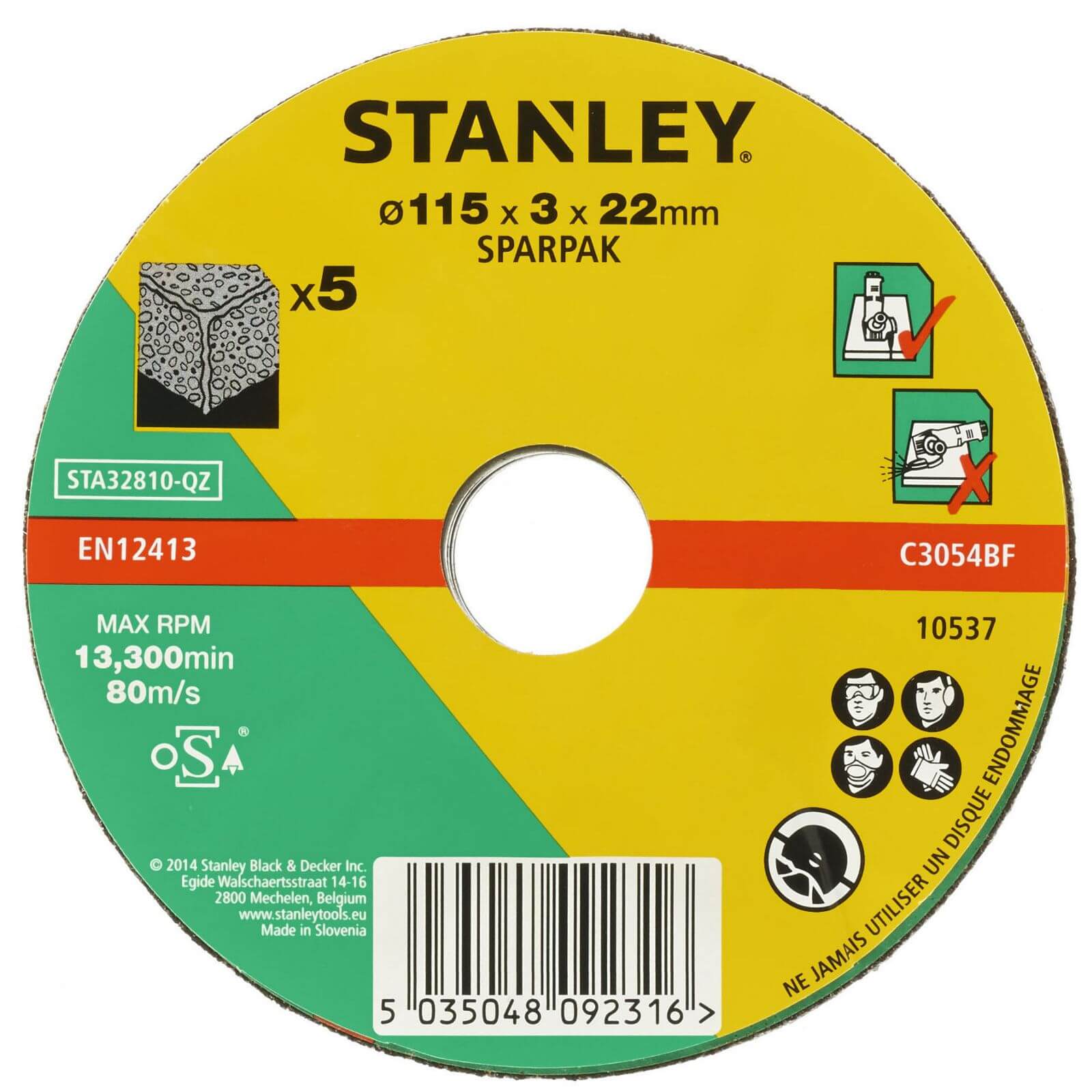 Photo of Stanley 115mm Stone Cutting Disc Pack - Sta32810-qz