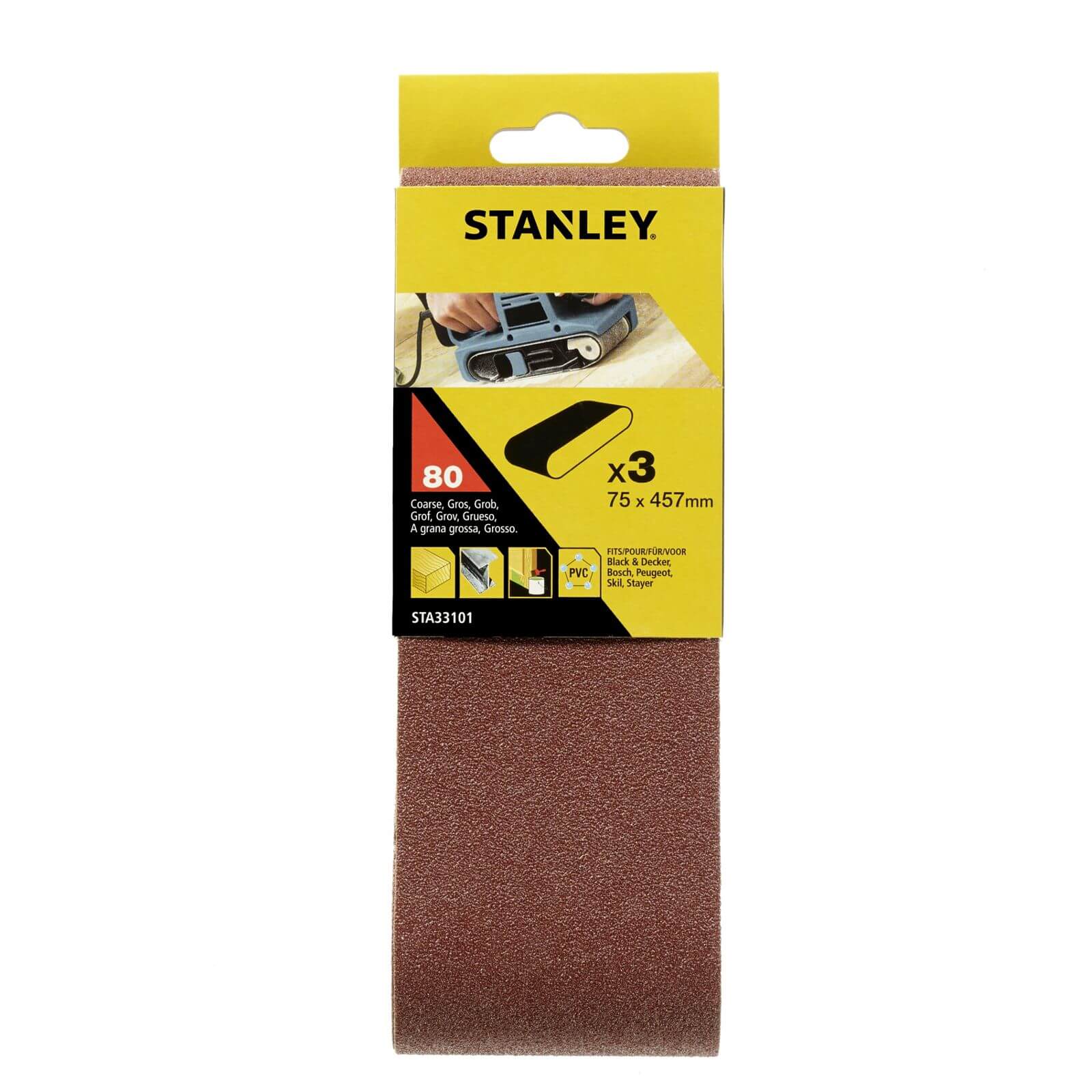 Photo of Stanley Belt Sander Belts 75x457 80g - Sta33101-xj