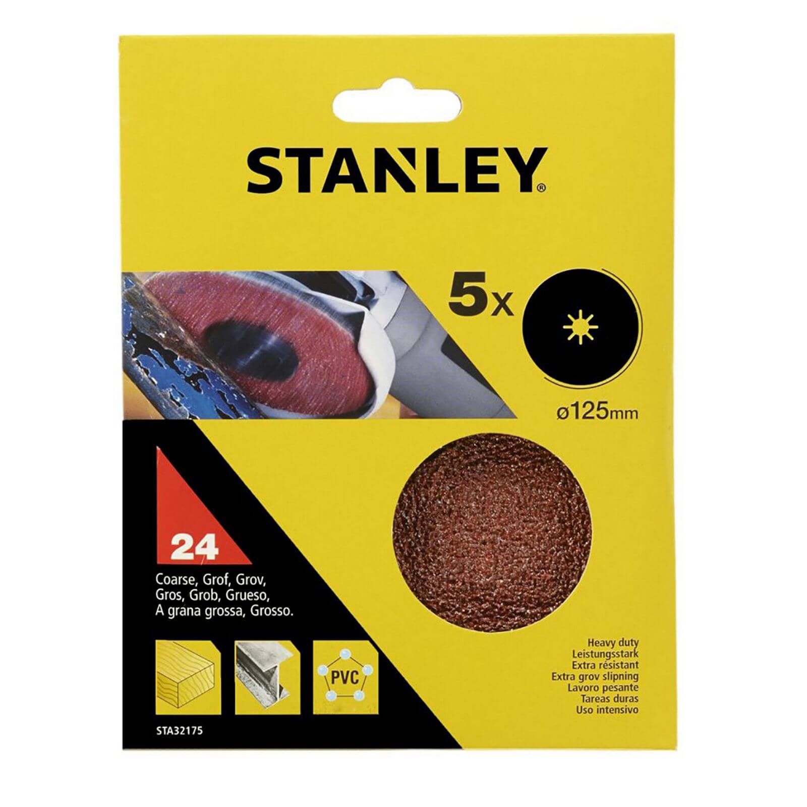 Photo of Stanley 125mm Grinding Pads 24g - Sta32175-xj