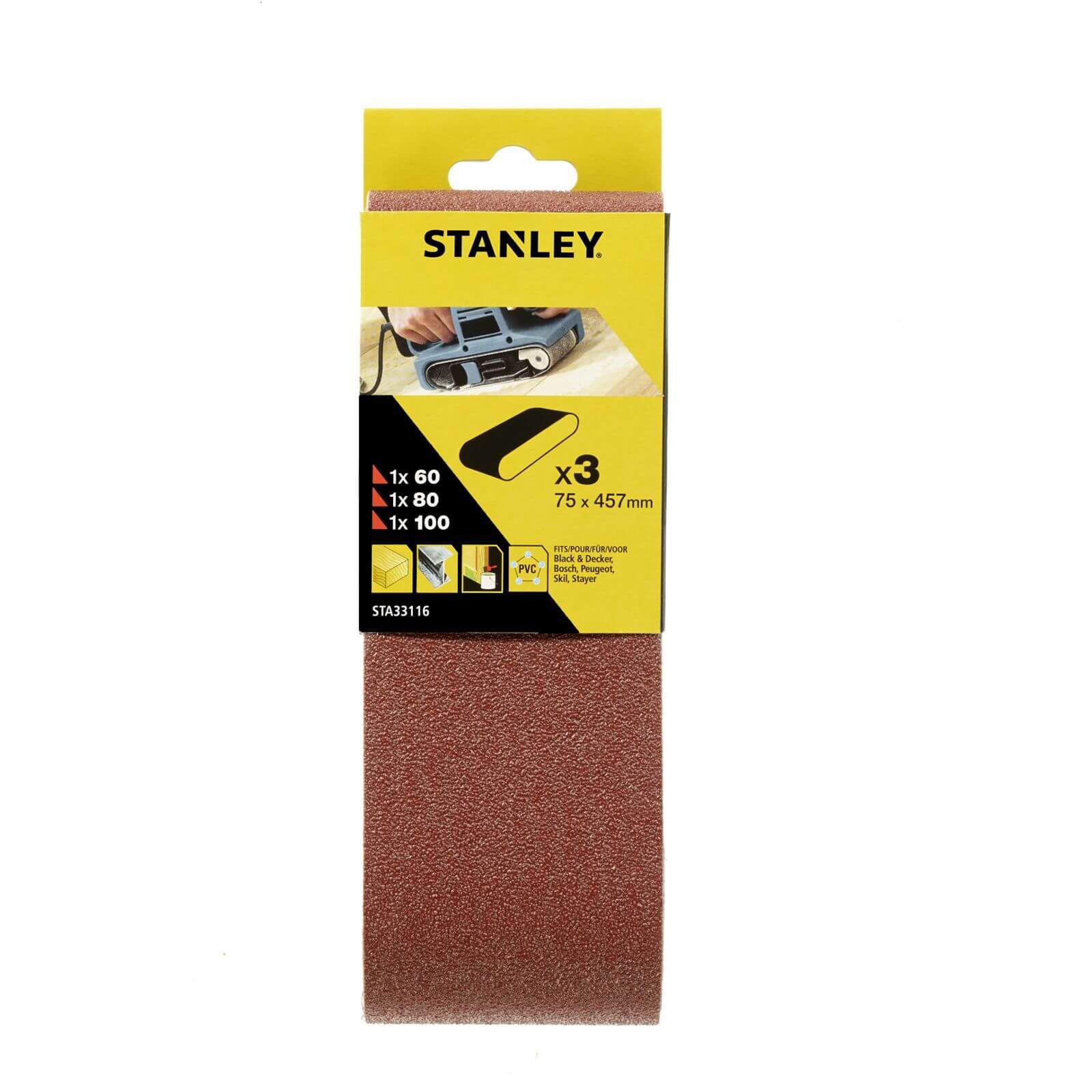 Photo of Stanley Belt Sander Belts 75x457 Mixed - Sta33116-xj