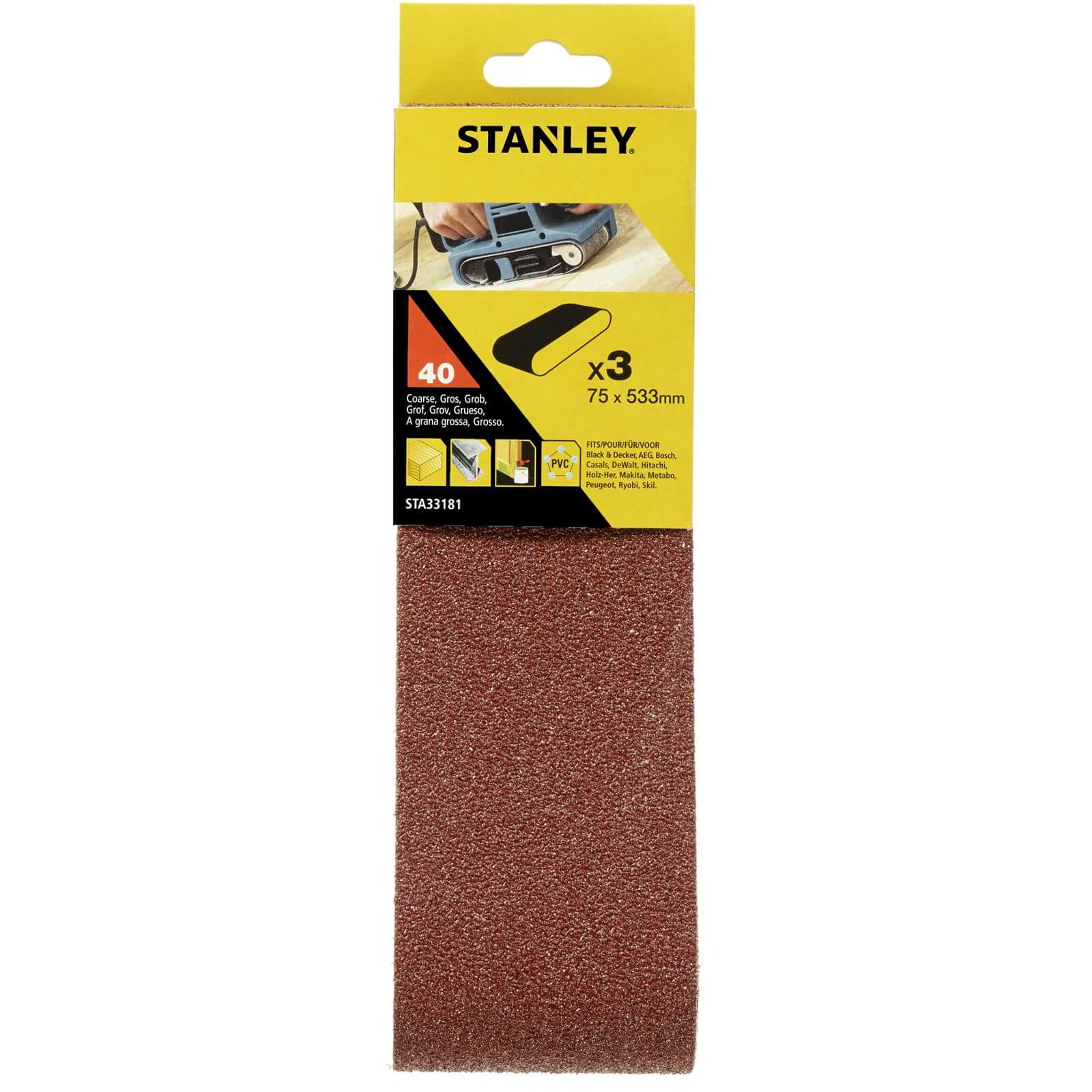 Photo of Stanley Belt Sander Belts 75x533 40g - Sta33181-xj