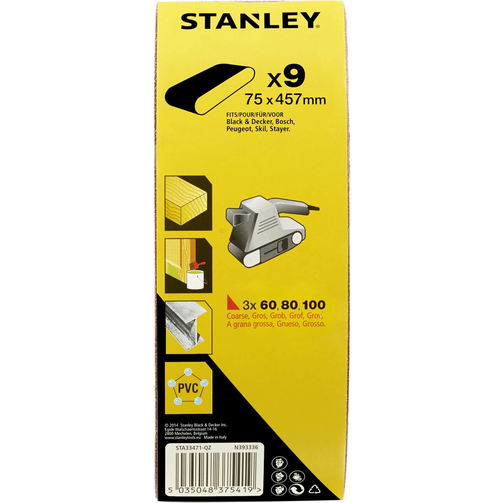 Photo of Stanley Belt Sander Belt Pack 75x457 Mix - Sta33471-qz