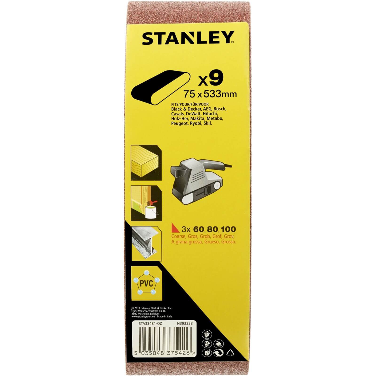 Photo of Stanley Belt Sander Belt Pack 75x533 Mix - Sta33481-qz