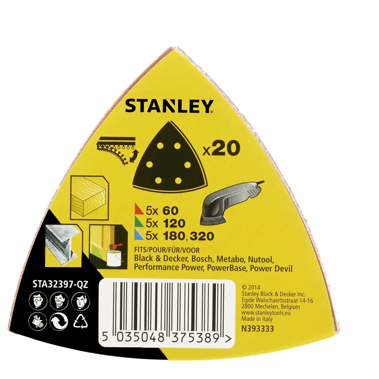 Photo of Stanley Delta Head Sanding Sheet Mixed Pack Of 20 - Sta32397-qz