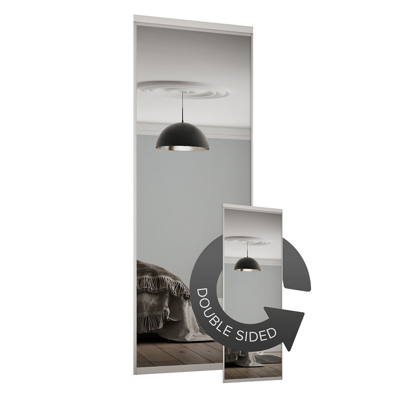 Duo Sliding Wardrobe Door Mirror with Aluminium Frame (W)610mm