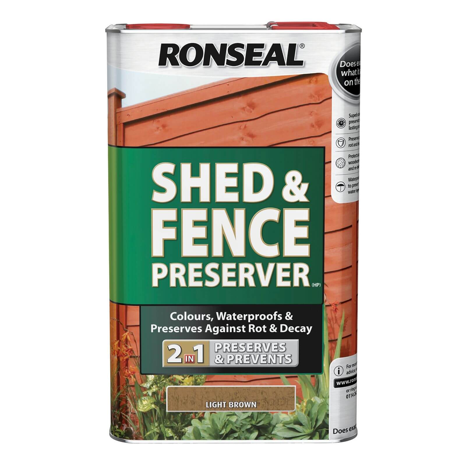 Photo of Ronseal Shed & Fence Preserver Light Brown - 5l