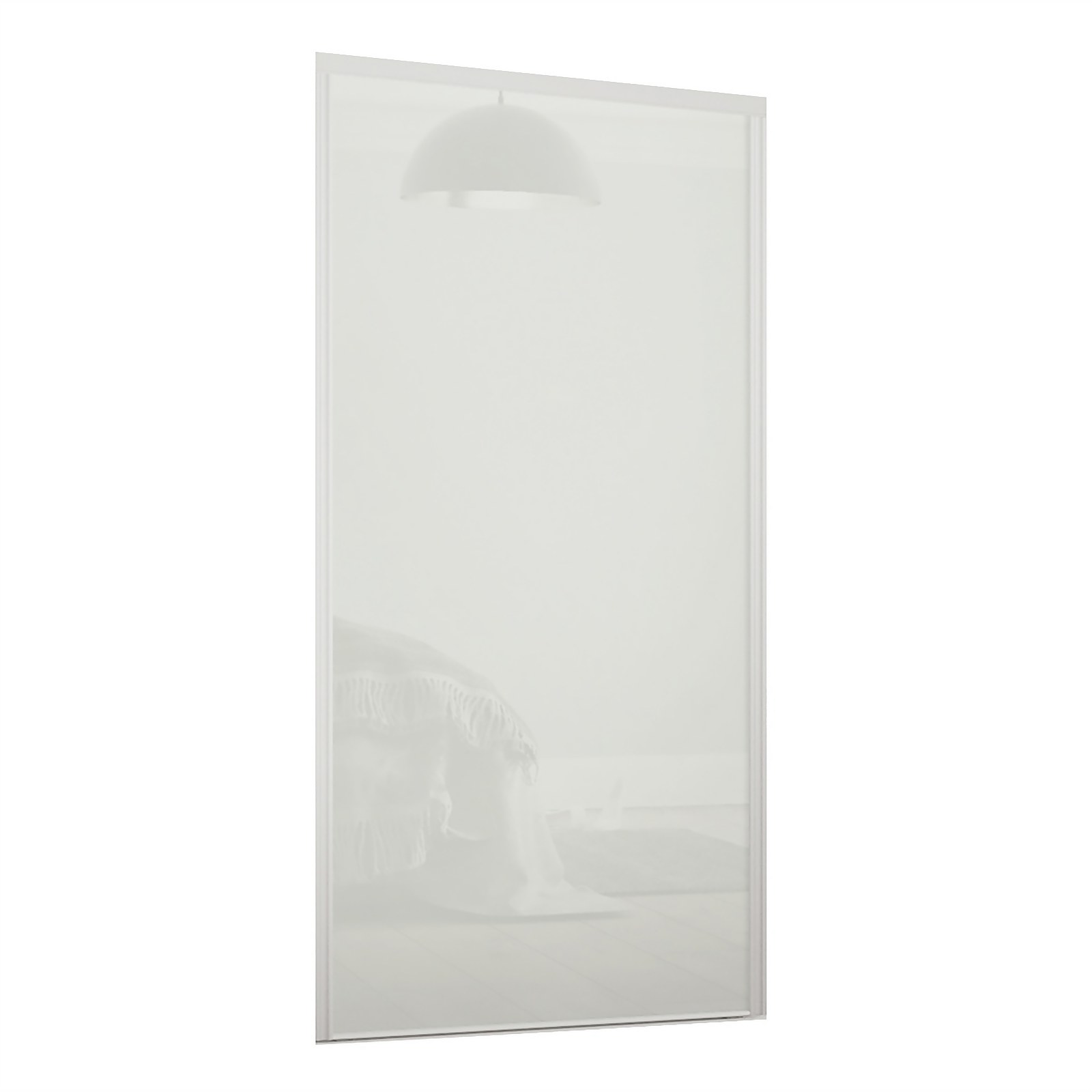 Photo of Loft Sliding Wardrobe Door Artic White Glass With Silver Frame -w-610mm