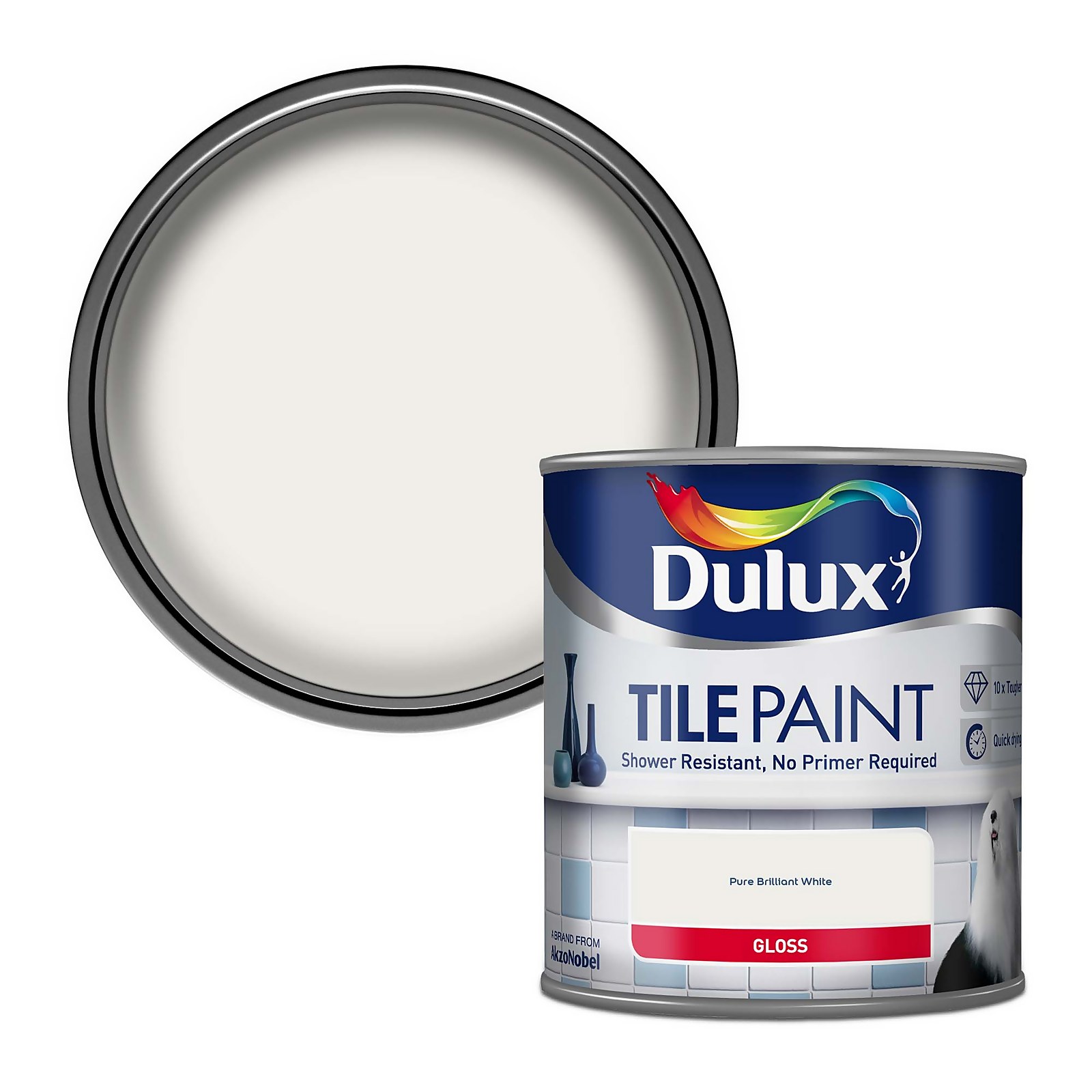 Photo of Dulux Bathroom Plus Pure Brilliant White - Tile Paint - 600ml