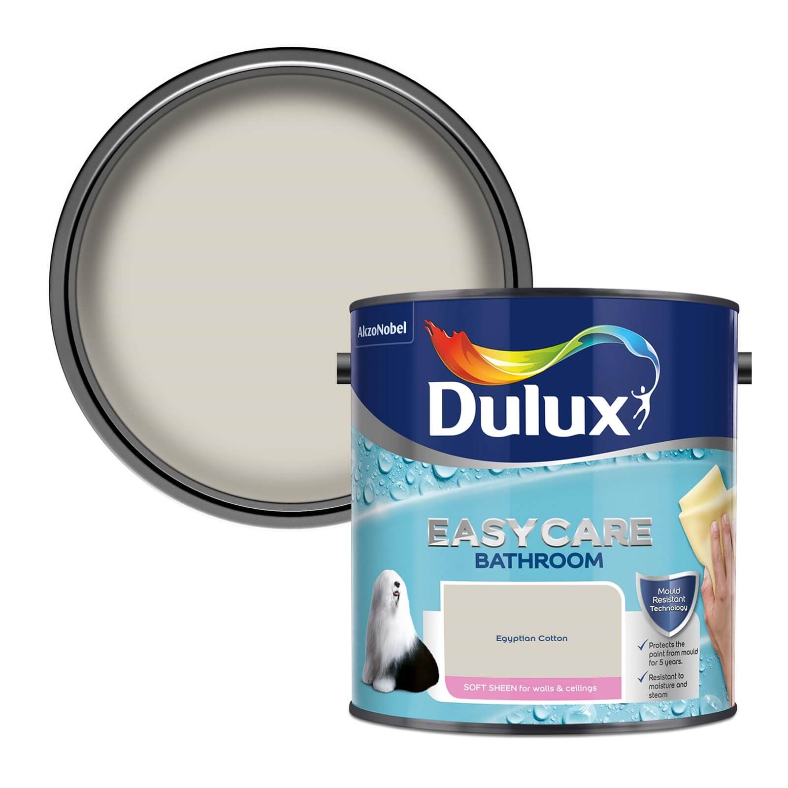 Dulux Easycare Bathroom Soft Sheen Emulsion Paint Egyptian Cotton - 2.5L