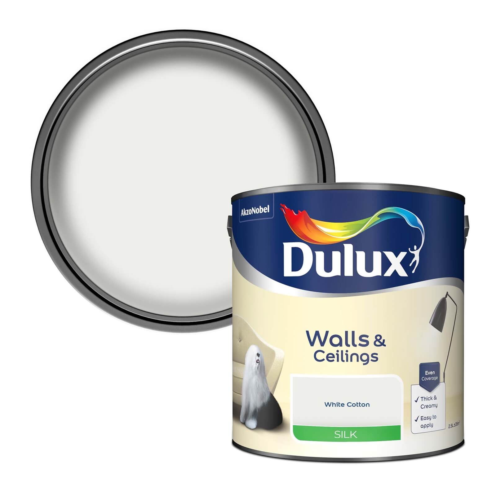 Dulux Silk Emulsion Paint White Cotton - 2.5L
