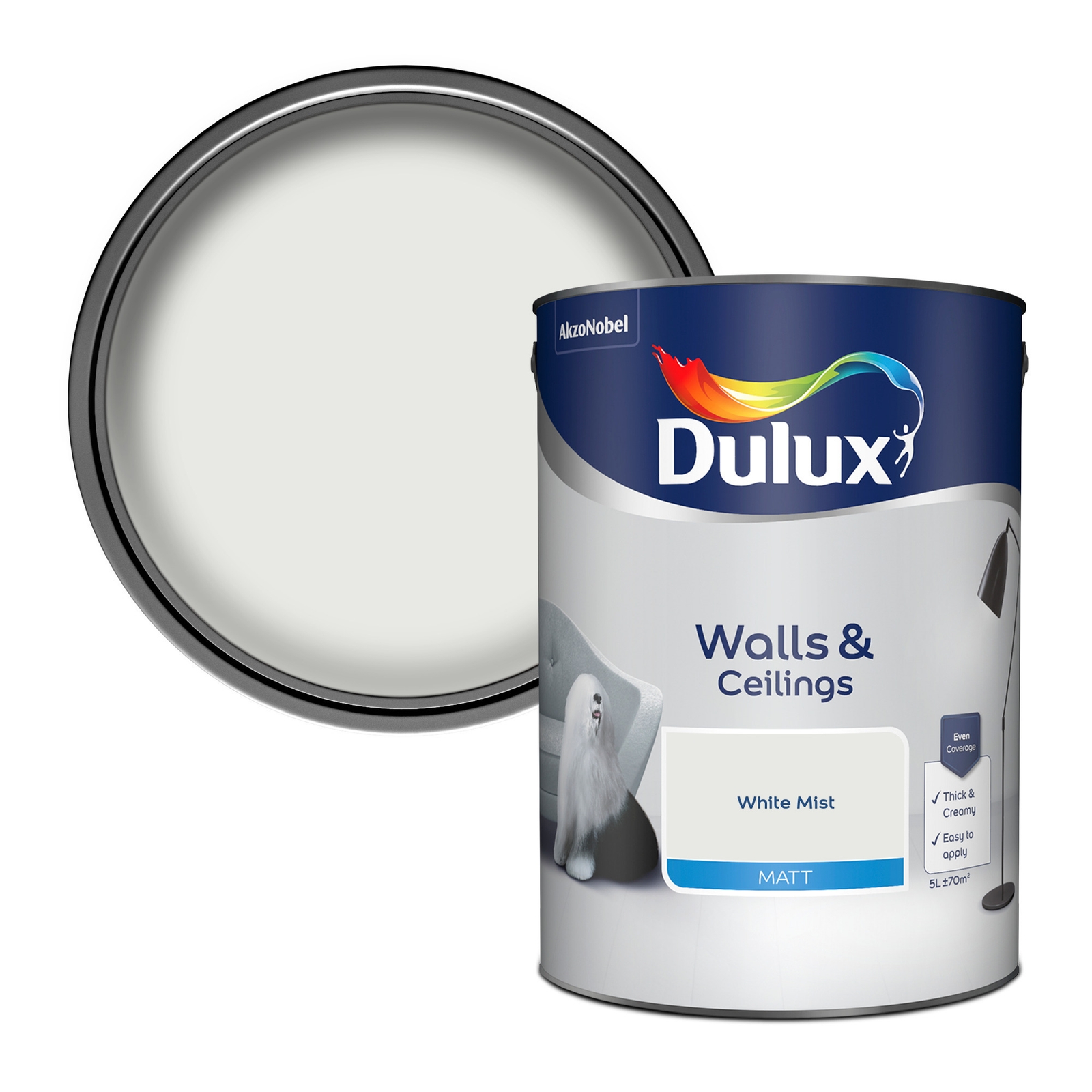 Dulux Matt Emulsion Paint White Mist - 5L