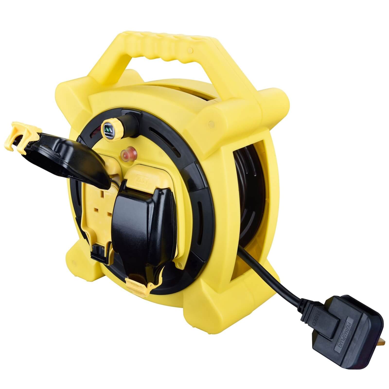 Photo of Masterplug 2 Socket Cable Reel With Ip Rated Sockets 15m Black/yellow