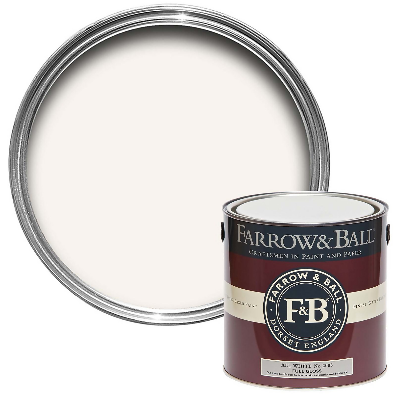 Farrow & Ball Full Gloss Paint All White No.2005 - 2.5L
