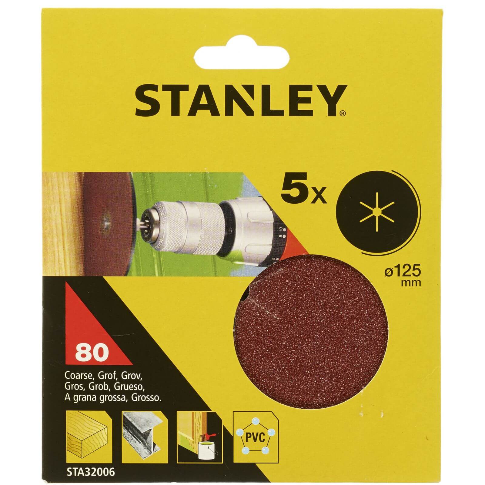 Photo of Stanley 125mm Drill Sanding Discs 80g - Sta32006-xj
