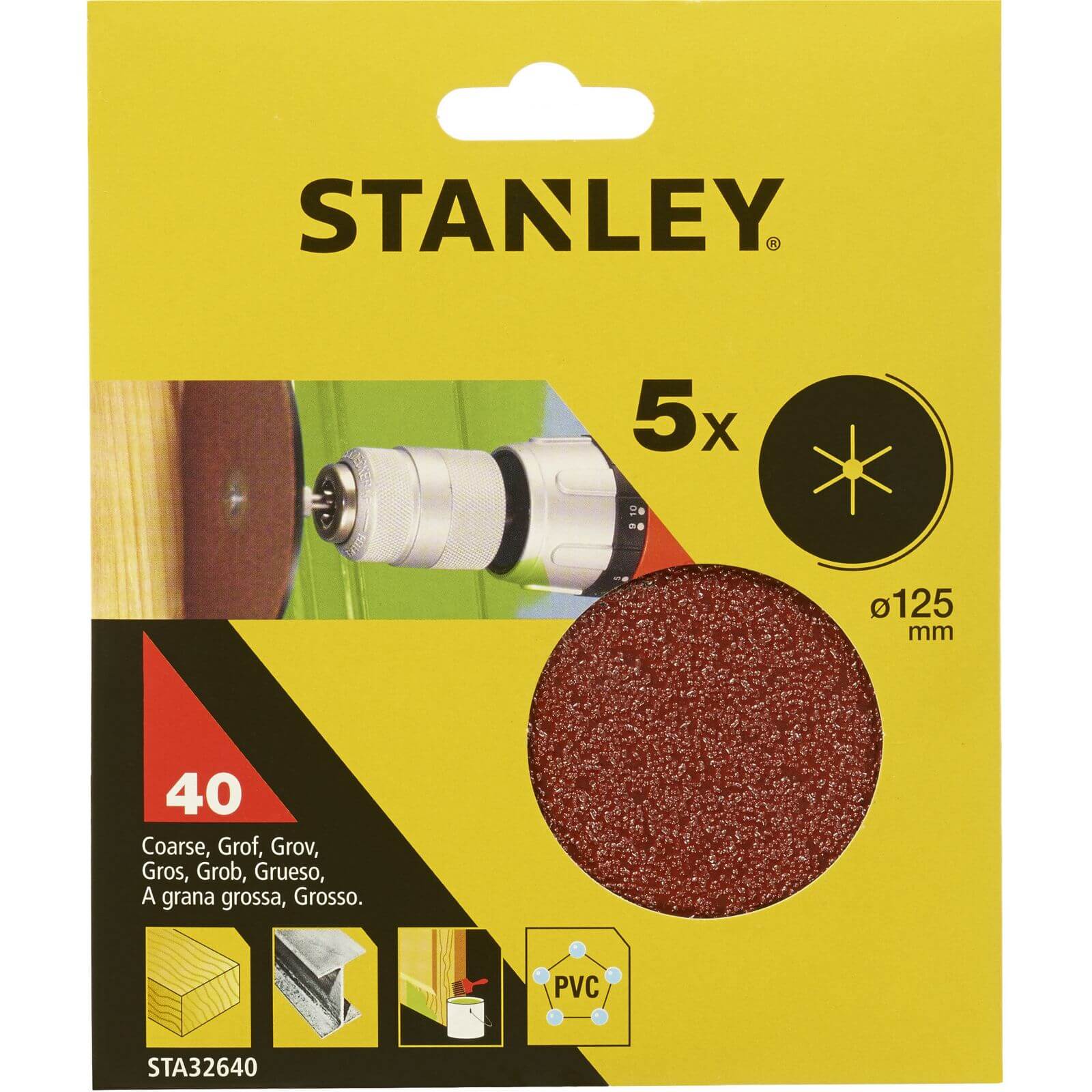 Photo of Stanley 125mm Drill Sanding Discs 40g - Sta32640-xj