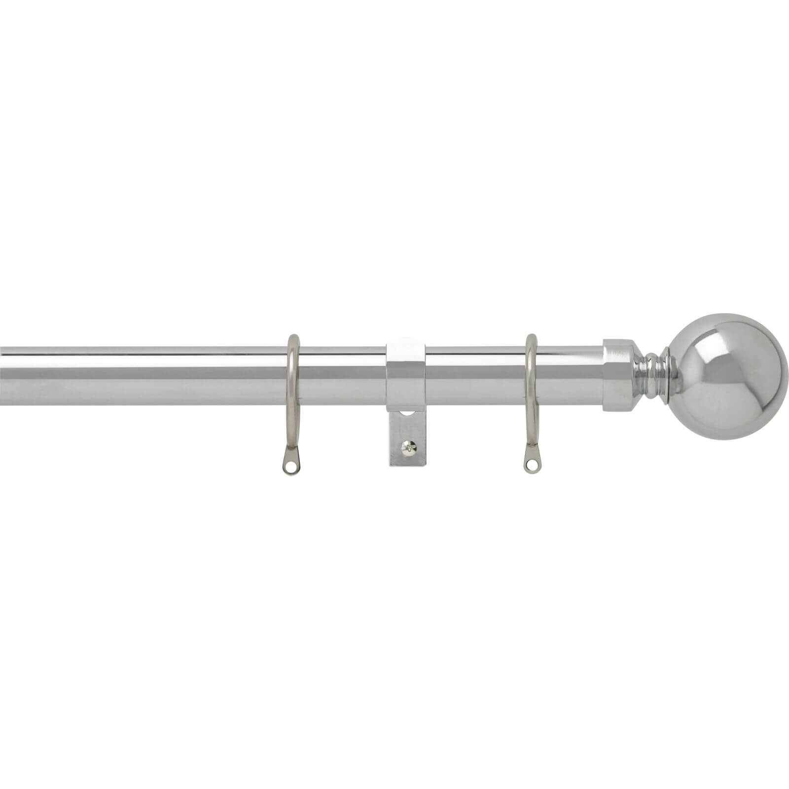 Photo of Chrome 28mm Fixed Curtain Pole With Ball 1.8m