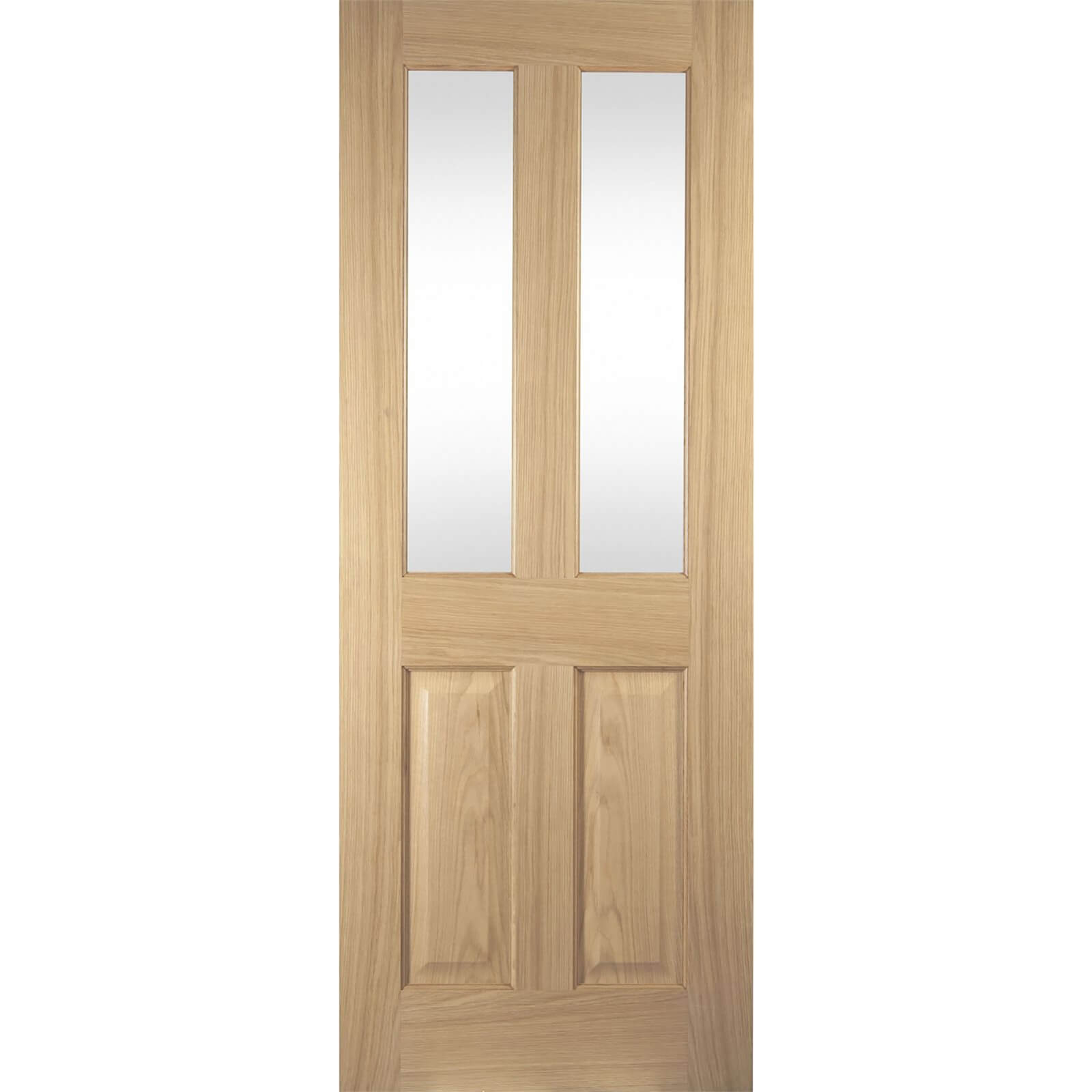 Photo of 2 Light Clear Glazed Oak Veneer Internal Door - 826mm Wide
