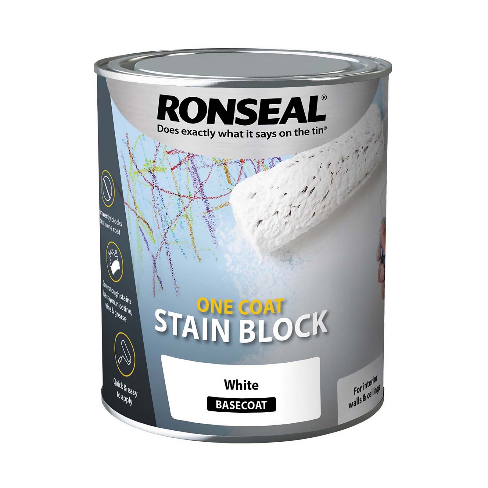 Photo of Ronseal One Coat Stain Block Paint White - 750ml