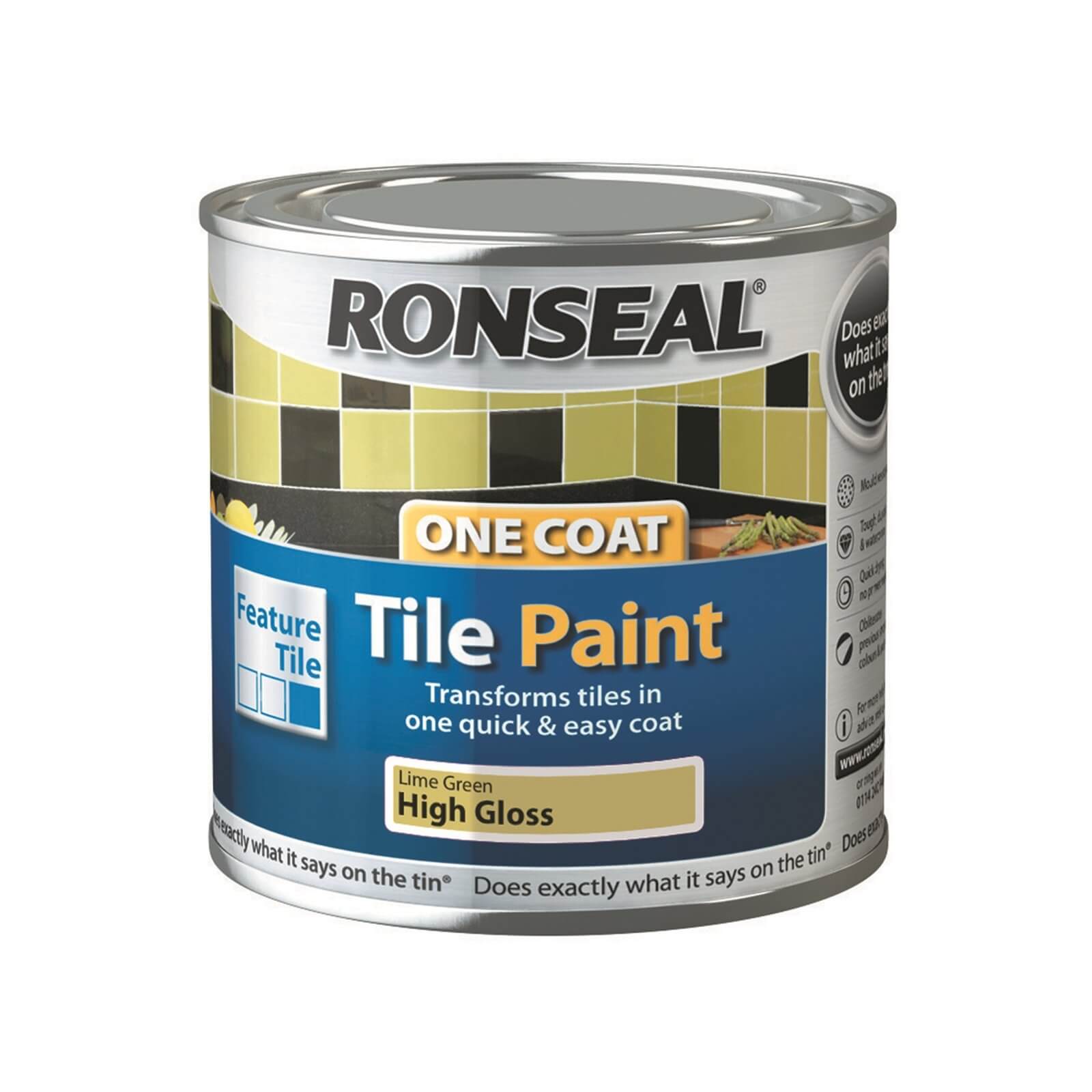 Photo of Ronseal One Coat Tile Paint Lime Green High Gloss 250ml