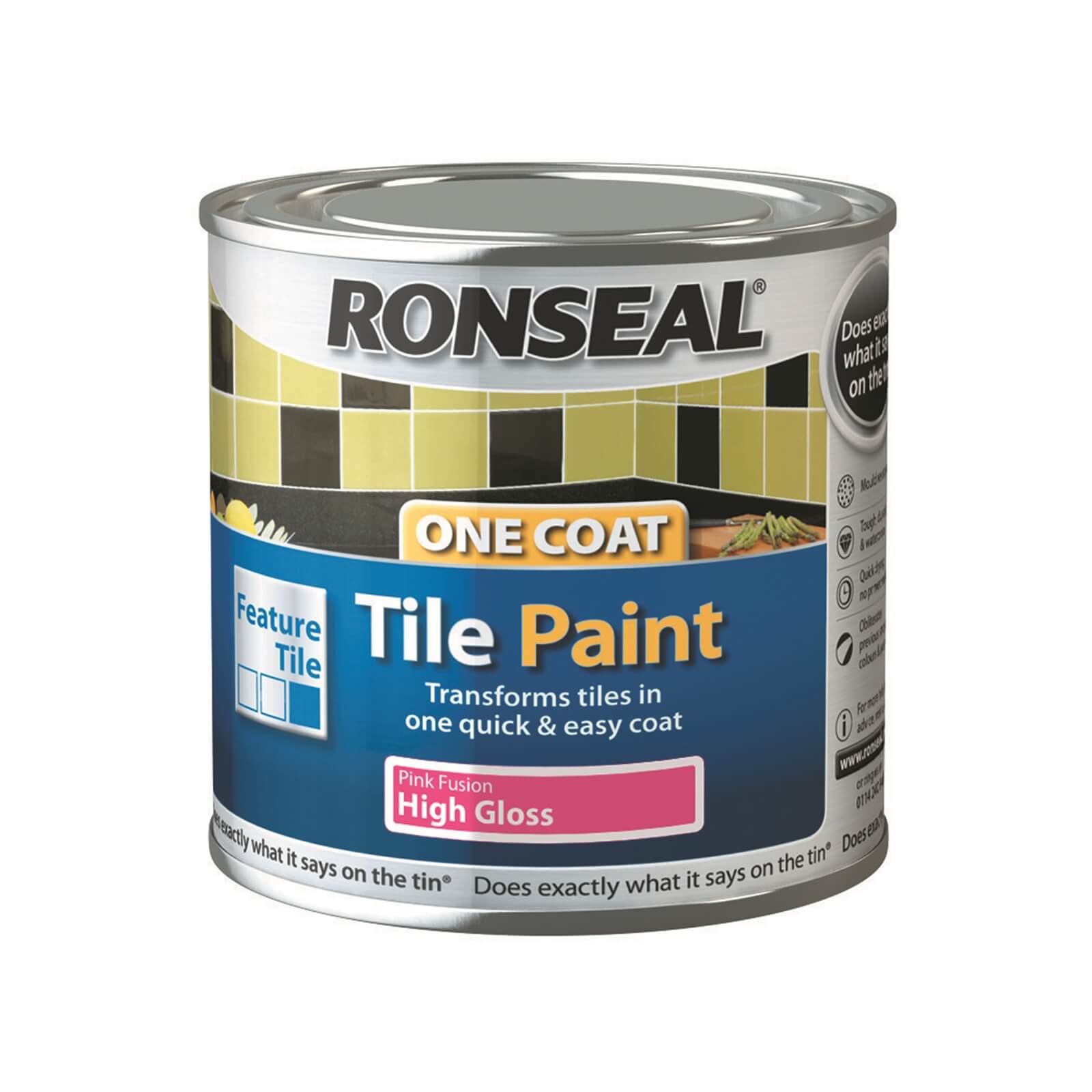 Photo of Ronseal One Coat Tile Paint Pink Fusion High Gloss 250ml