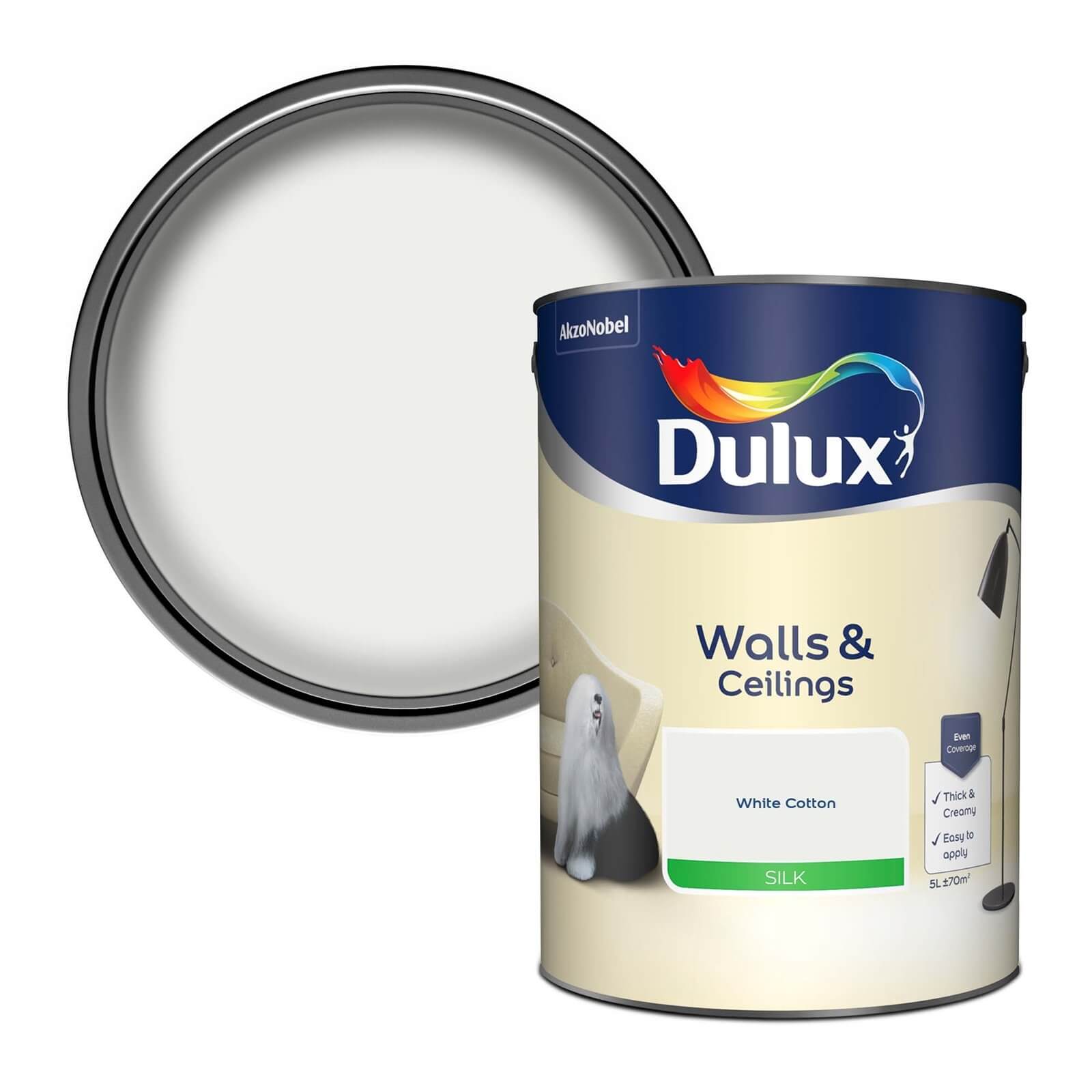 Photo of Dulux White Cotton - Silk Emulsion Paint - 5l