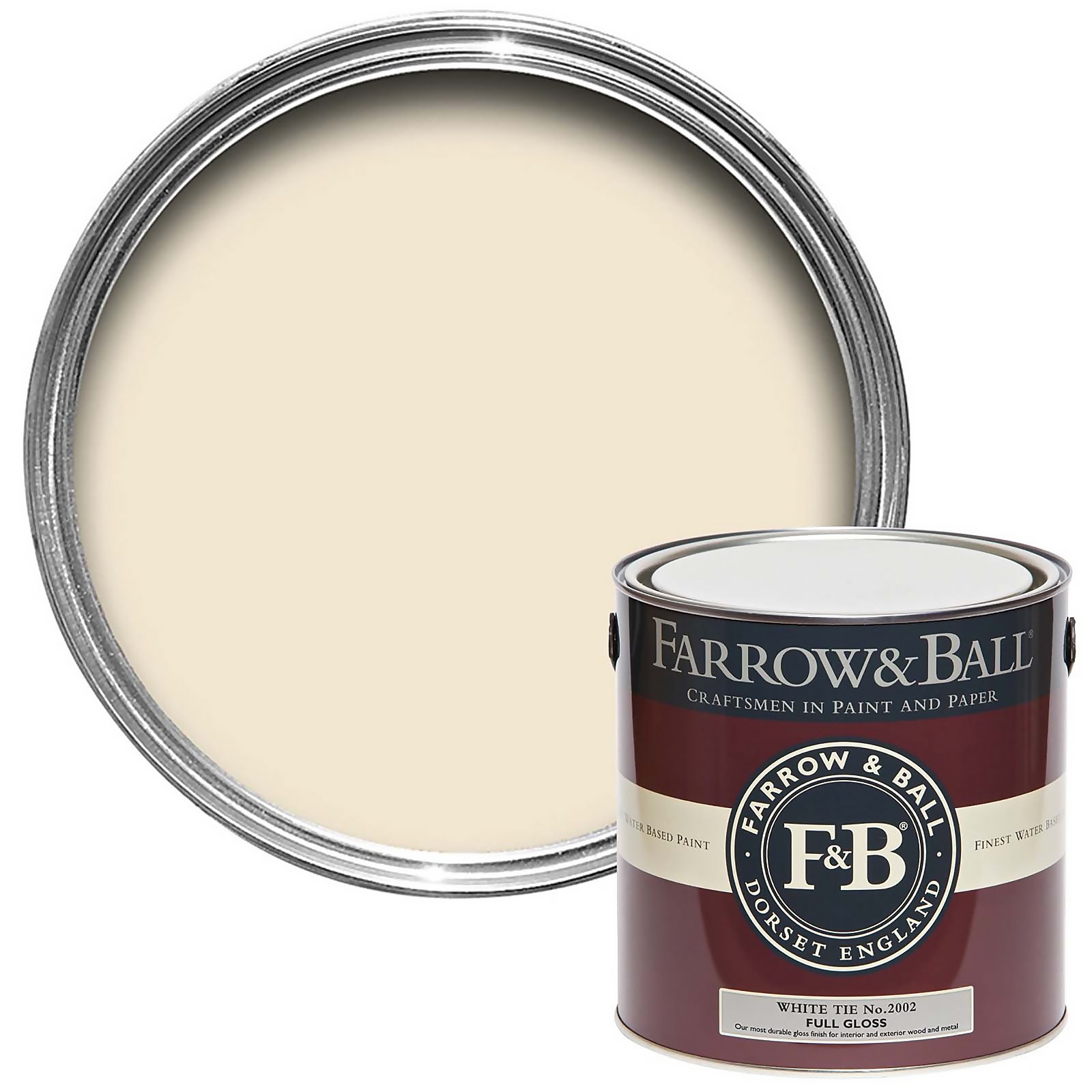 Farrow & Ball Full Gloss Paint White Tie No.2002 - 2.5L