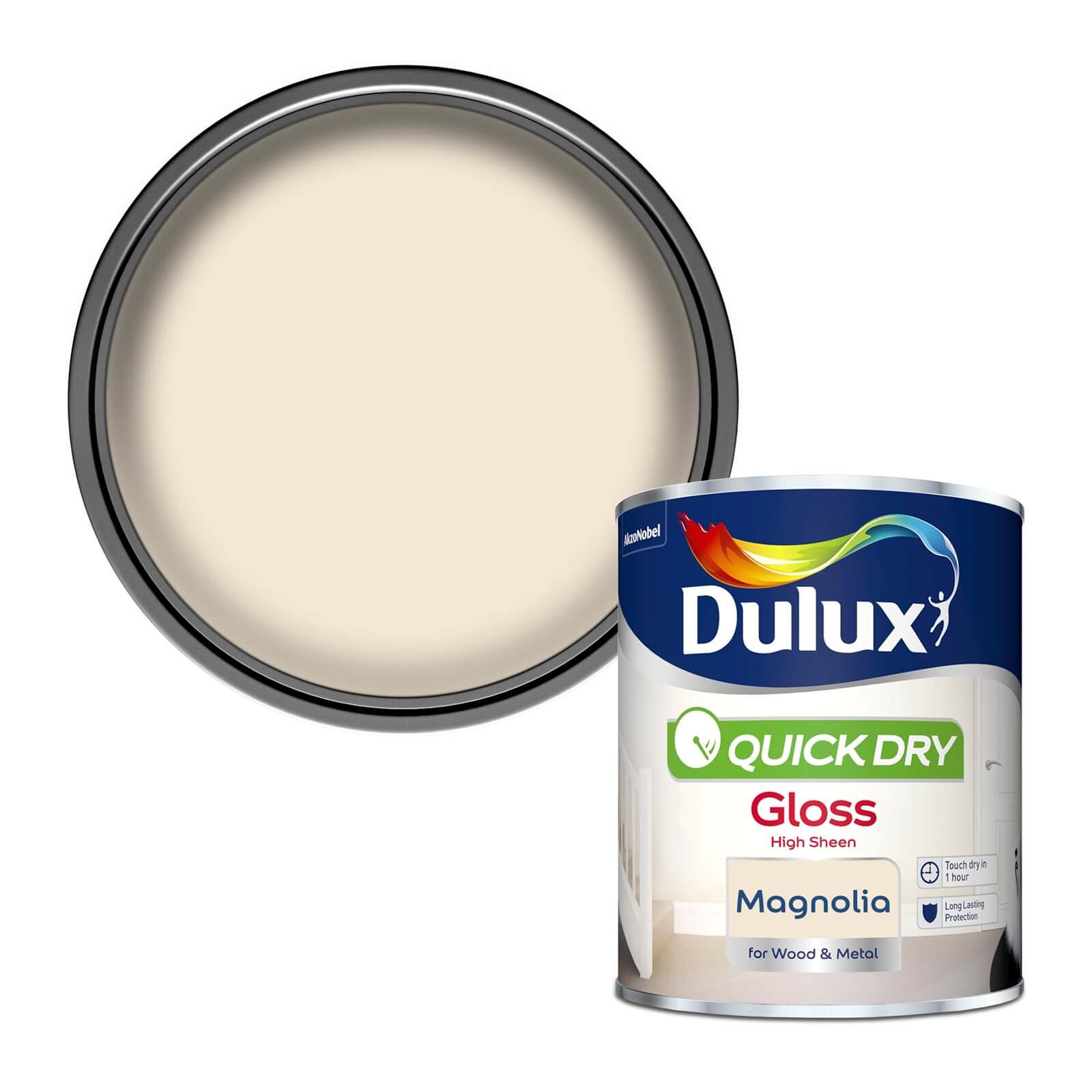 Dulux Quick Dry Gloss Paint Magnolia - 750ml