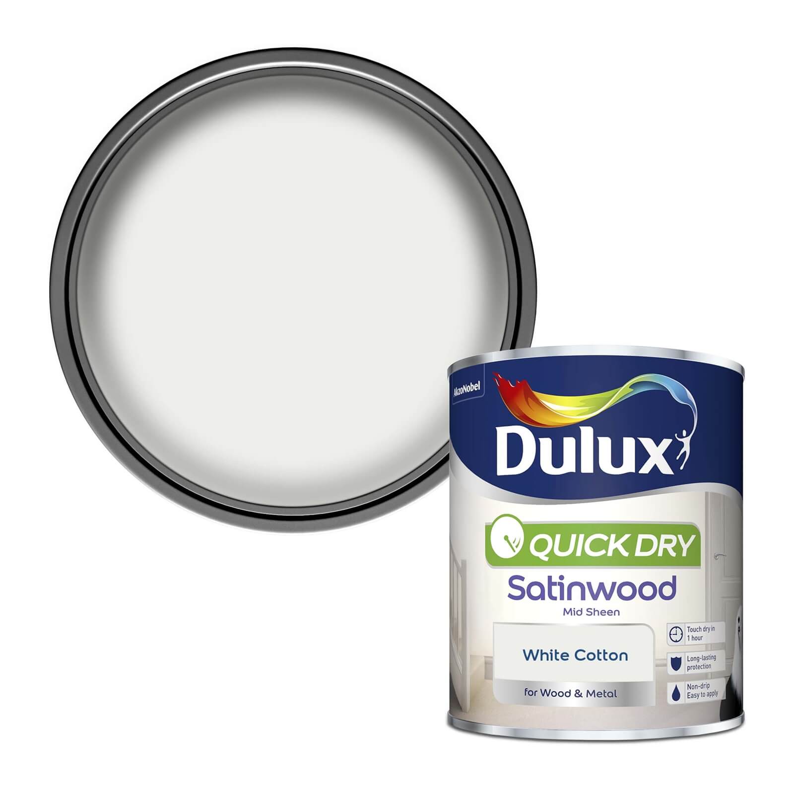 Photo of Dulux White Cotton - Quick Dry Satinwood - 750ml