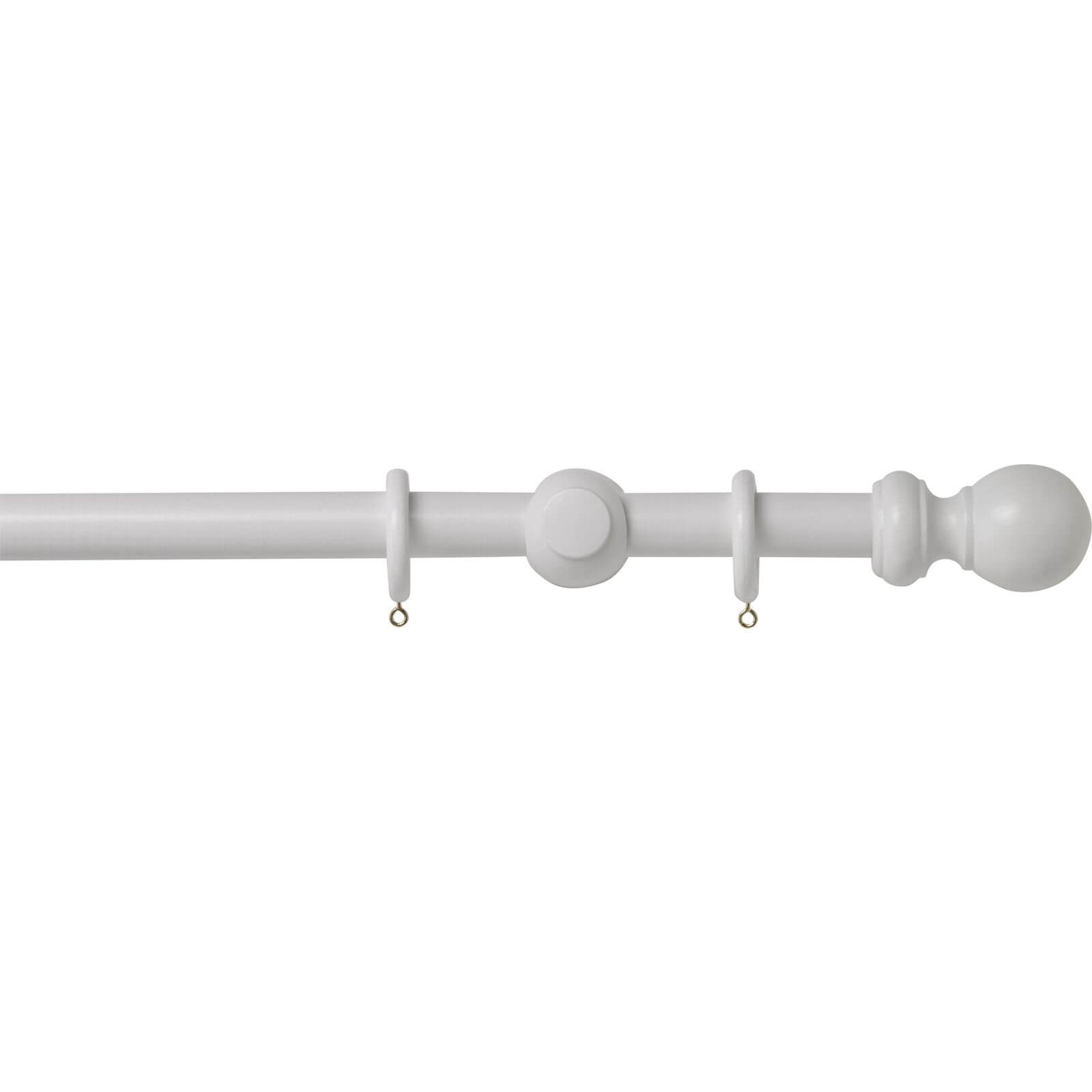 Photo of White Wood 28mm Curtain Pole With Ball Finials - 3m