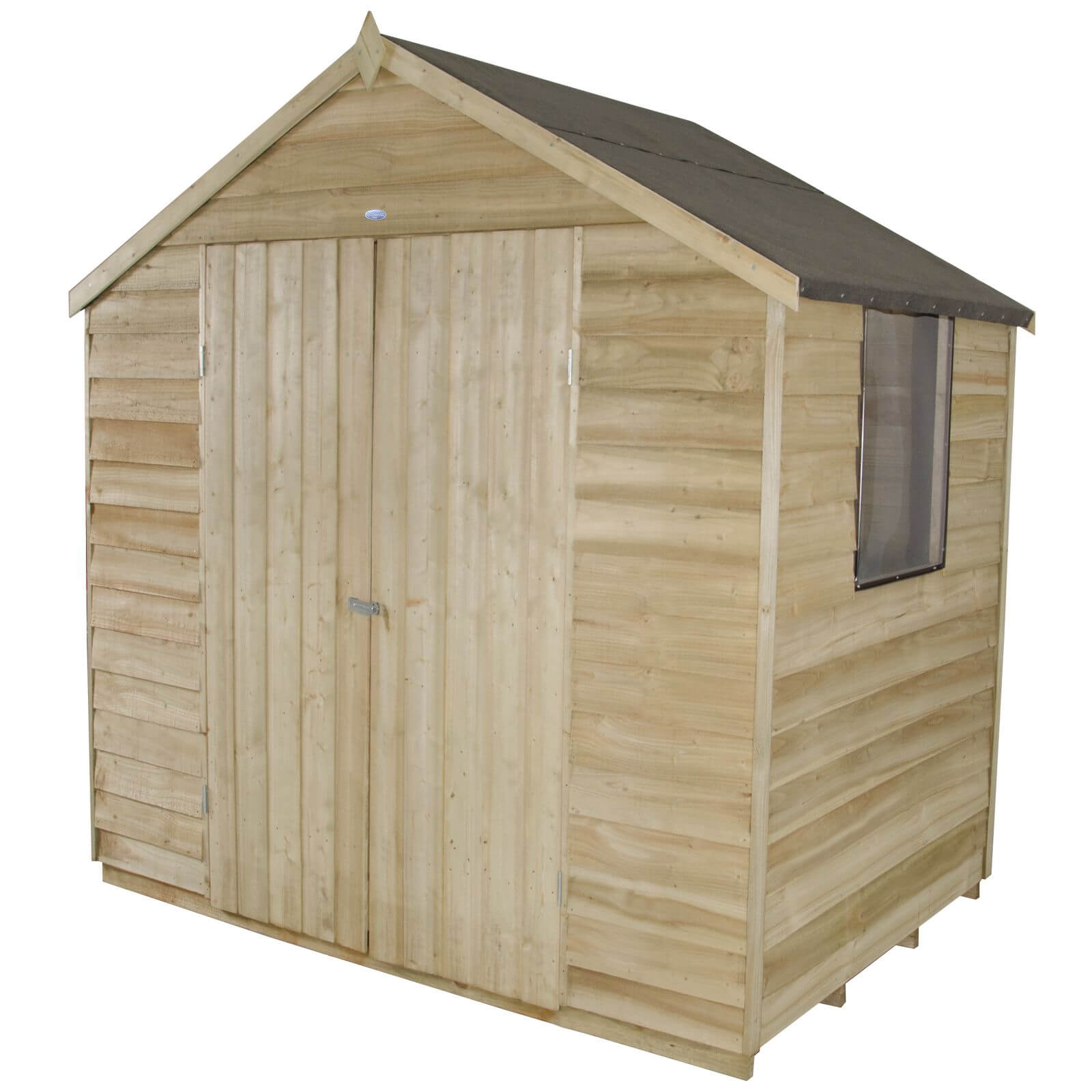 7x5ft Forest Natural Timber Overlap Apex Pressure Treated Wooden Shed
