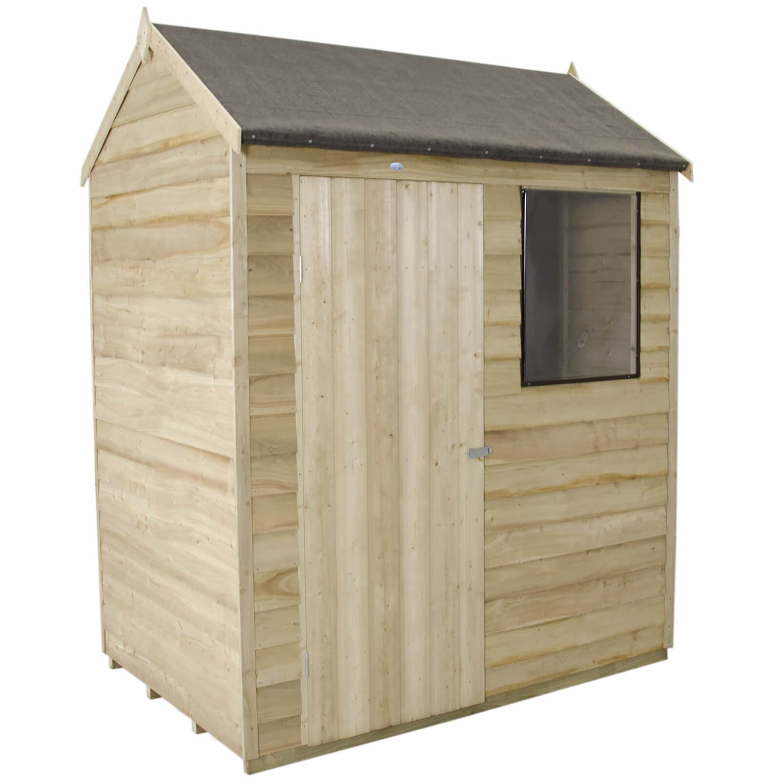 Photo of 6x4ft Forest Natural Timber Overlap Reverse Apex Wooden Shed