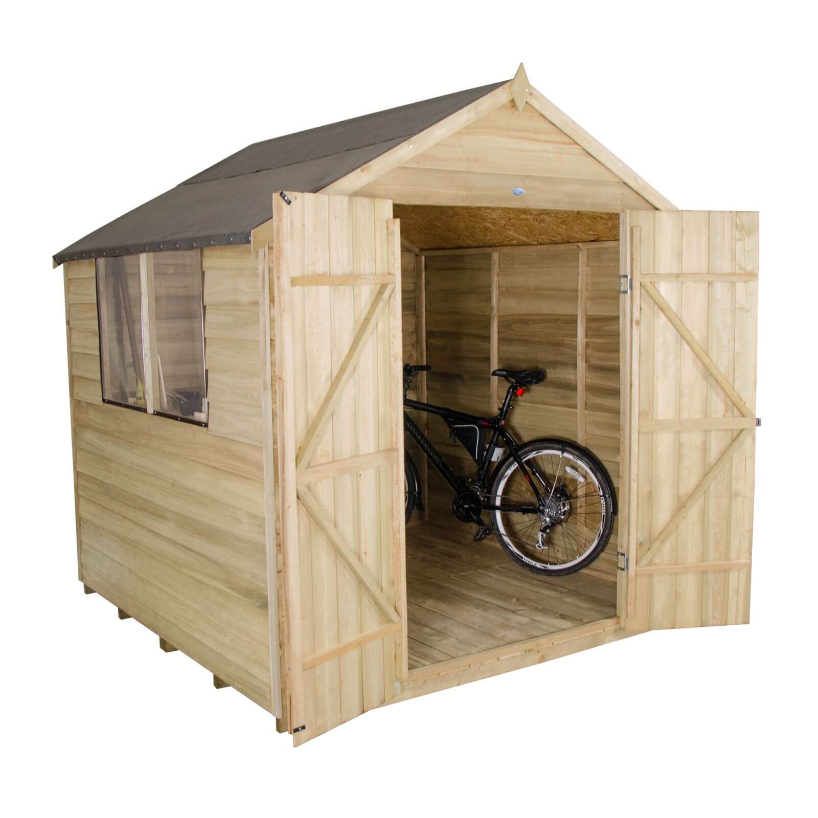 7x7ft Forest Natural Timber Overlap Apex Pressure Treated Wooden Shed
