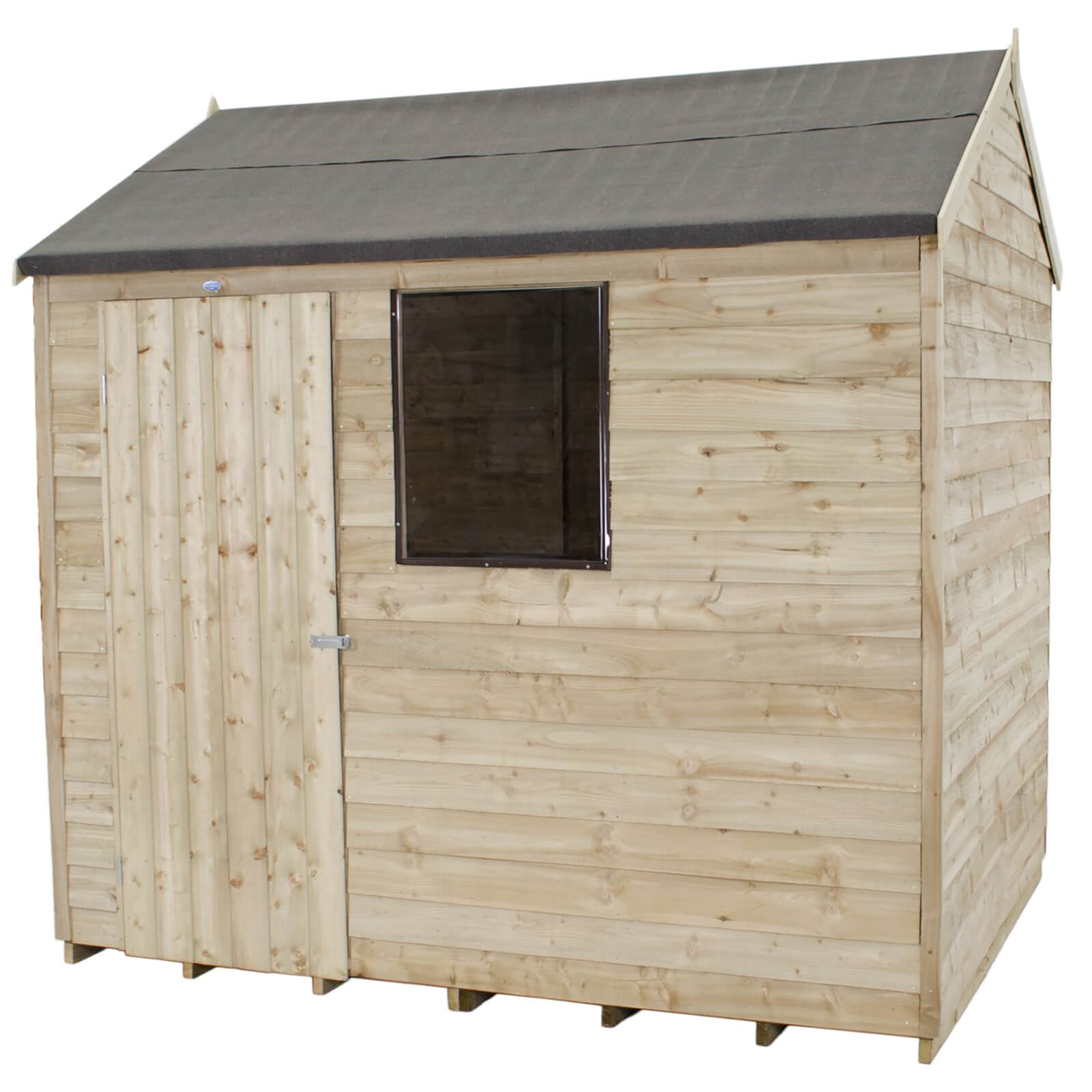 8x6ft Forest Natural Timber Overlap Reverse Apex Wooden Shed