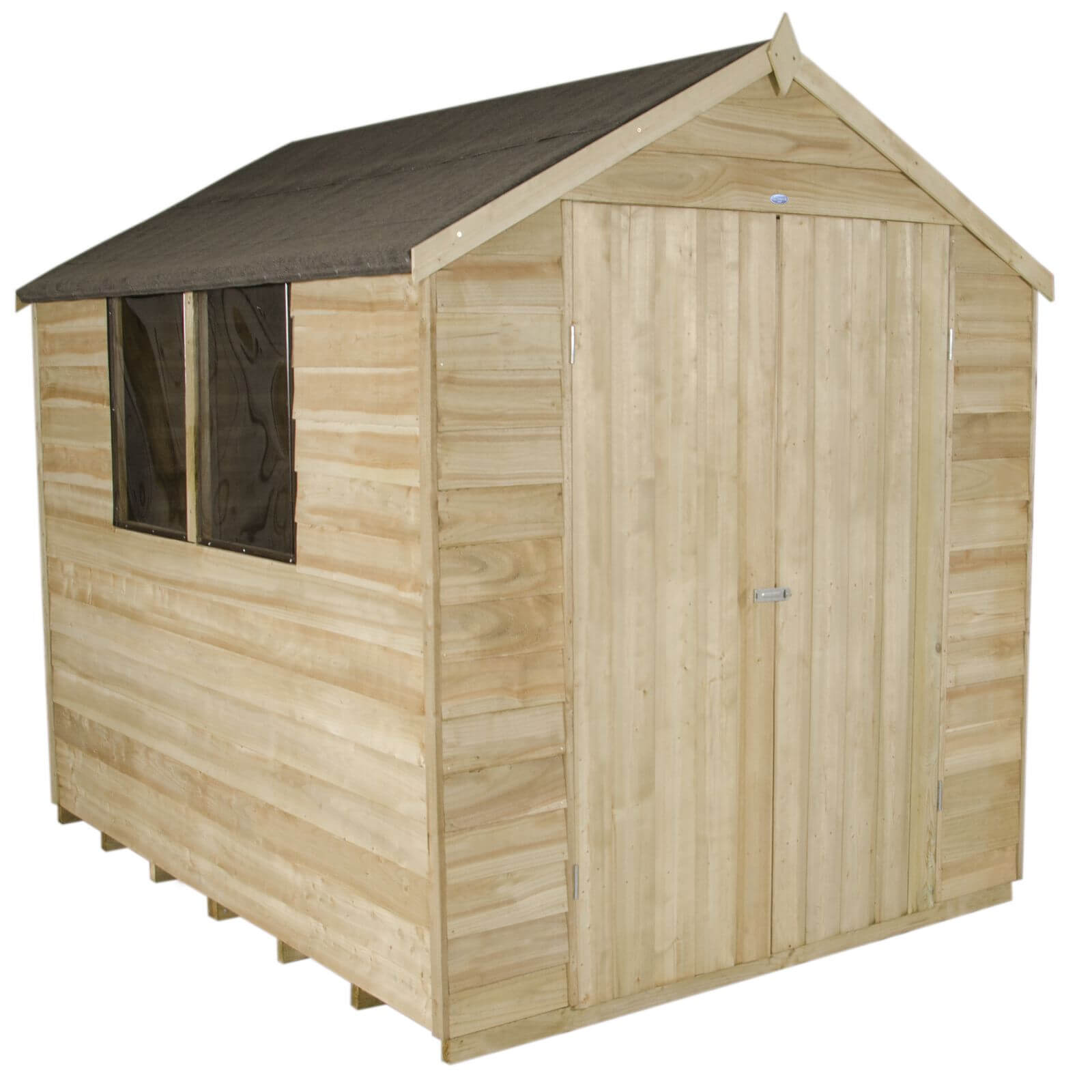 Forest Overlap 8 x 6ft Pressure Treated Apex Shed - Double Door