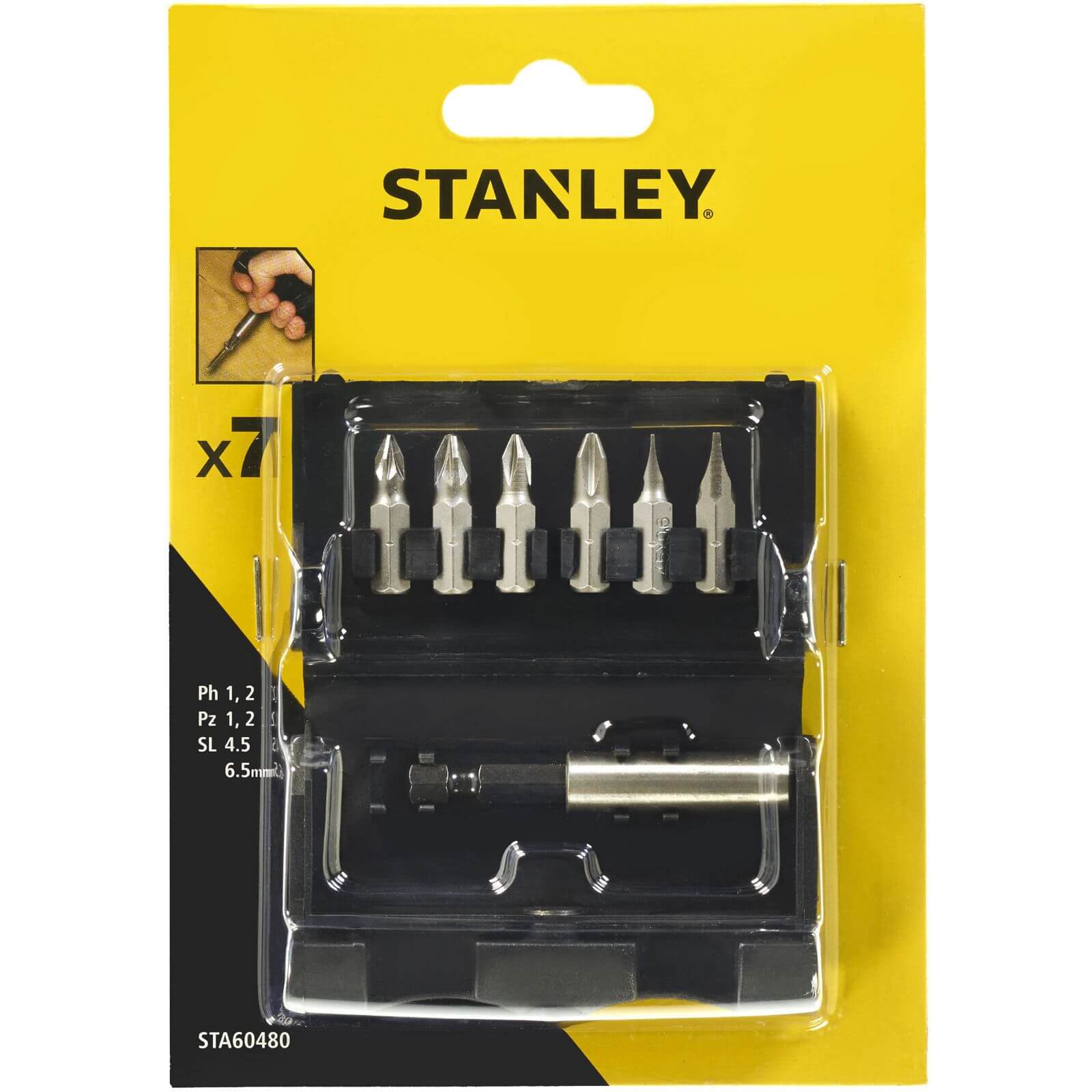 Photo of Stanley 6pc Screwdriver Bit Set + Handle - Sta60480-xj