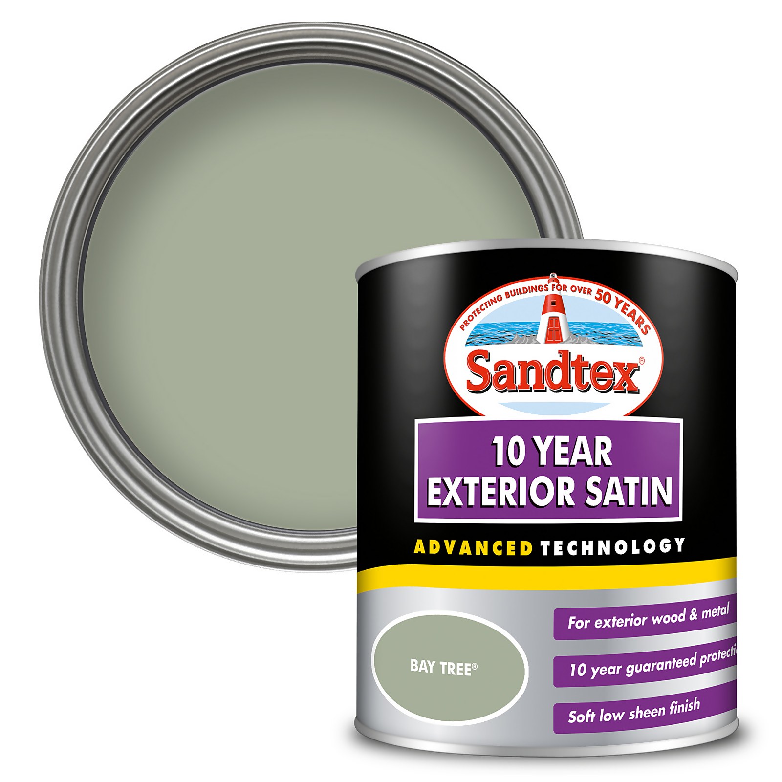 Sandtex® Exterior 10 Year Satin Paint Bay Tree - 750ml