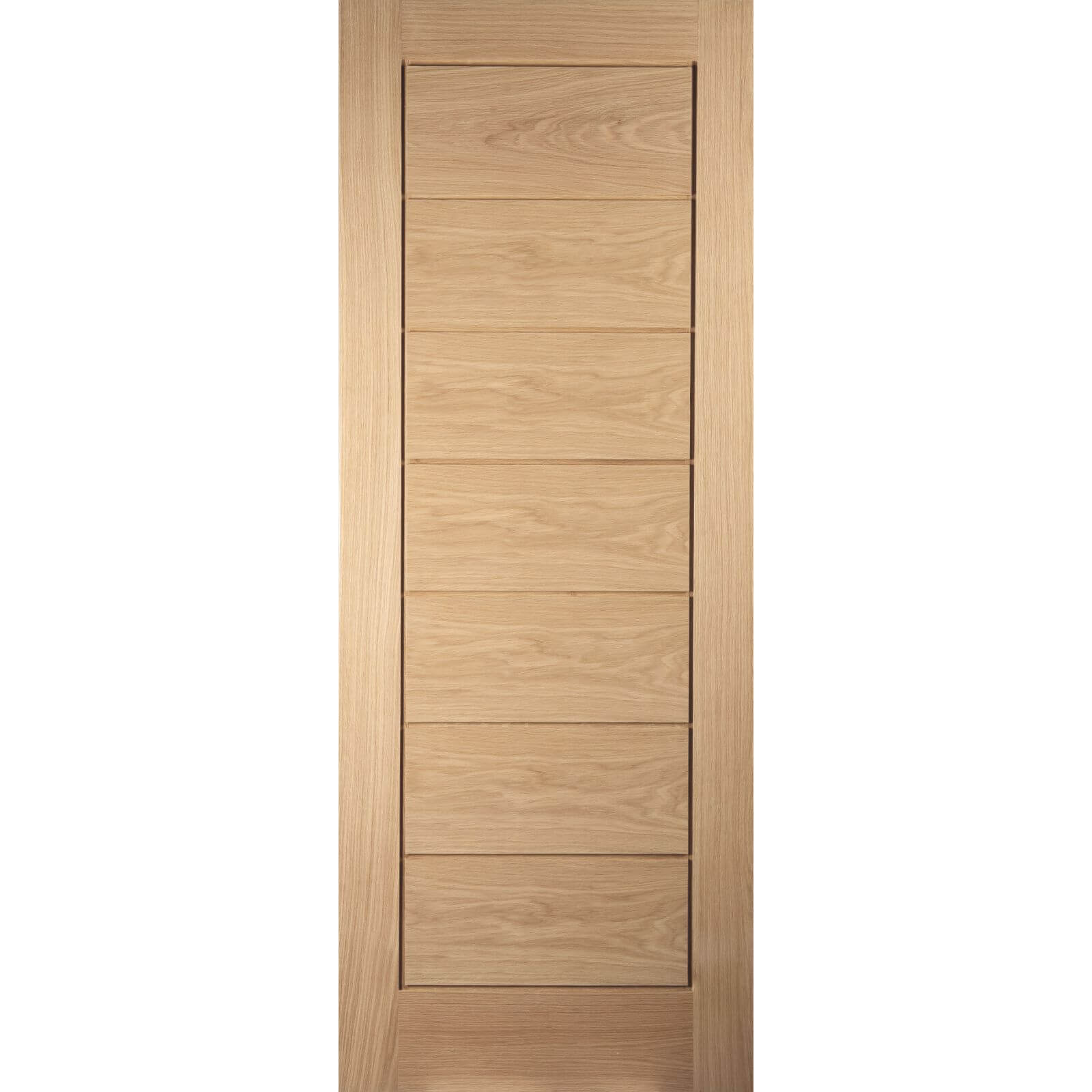 Photo of Horizontal 7 Panel White Oak Veneer Internal Door - 686mm Wide