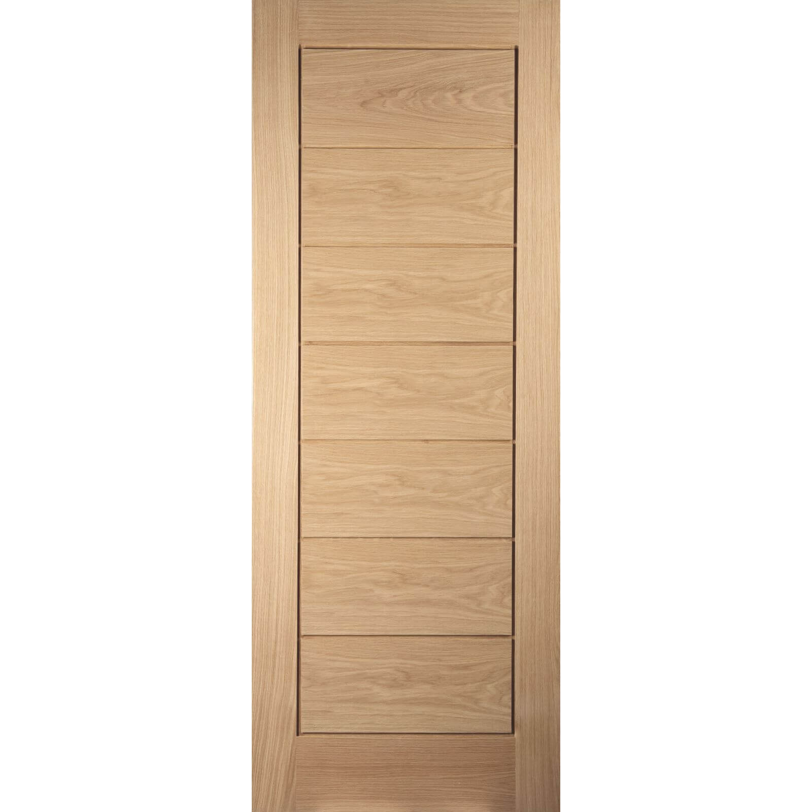 Photo of Horizontal 7 Panel White Oak Veneer Internal Door - 726mm Wide