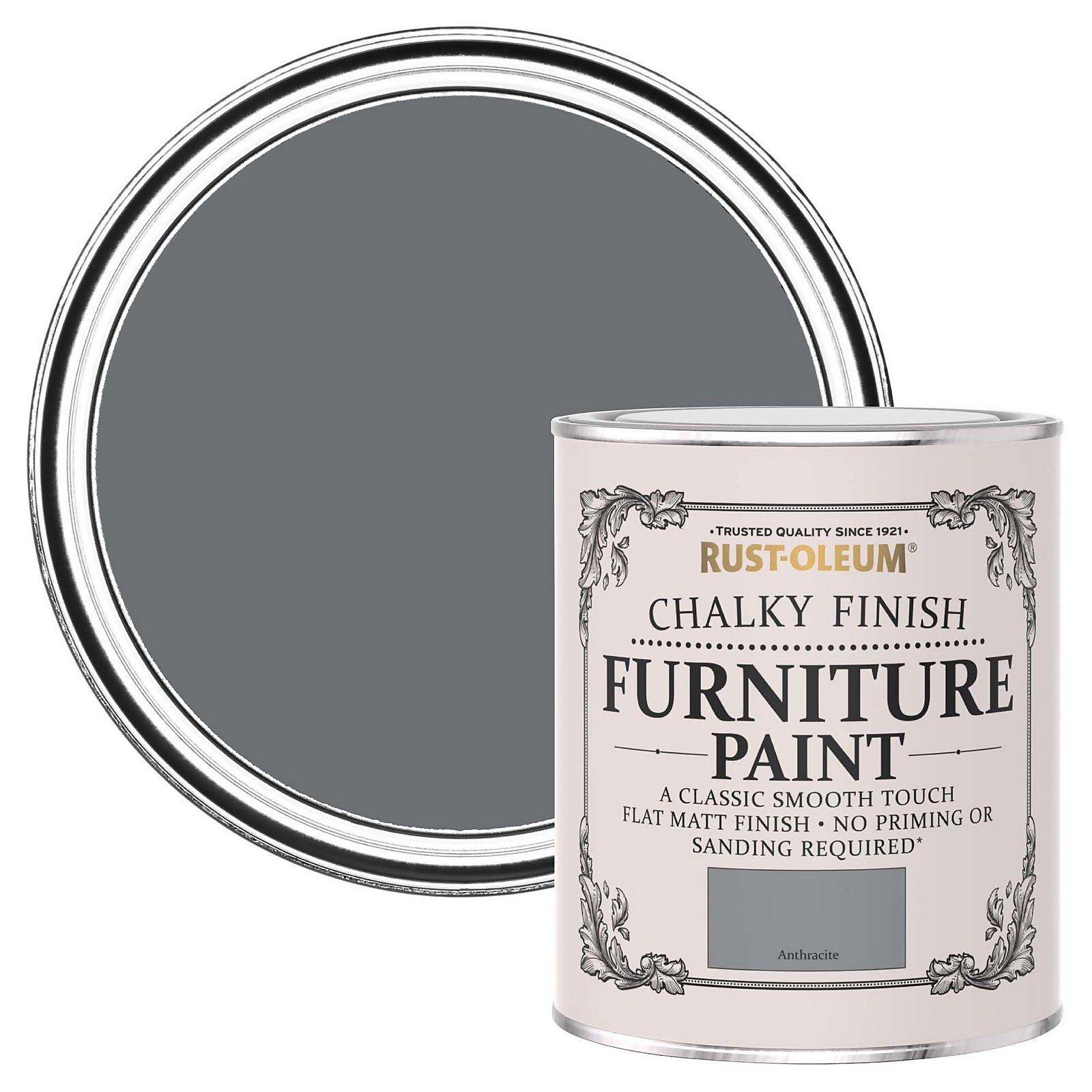Rust-Oleum Chalky Finish Furniture Paint Anthracite - 750ml