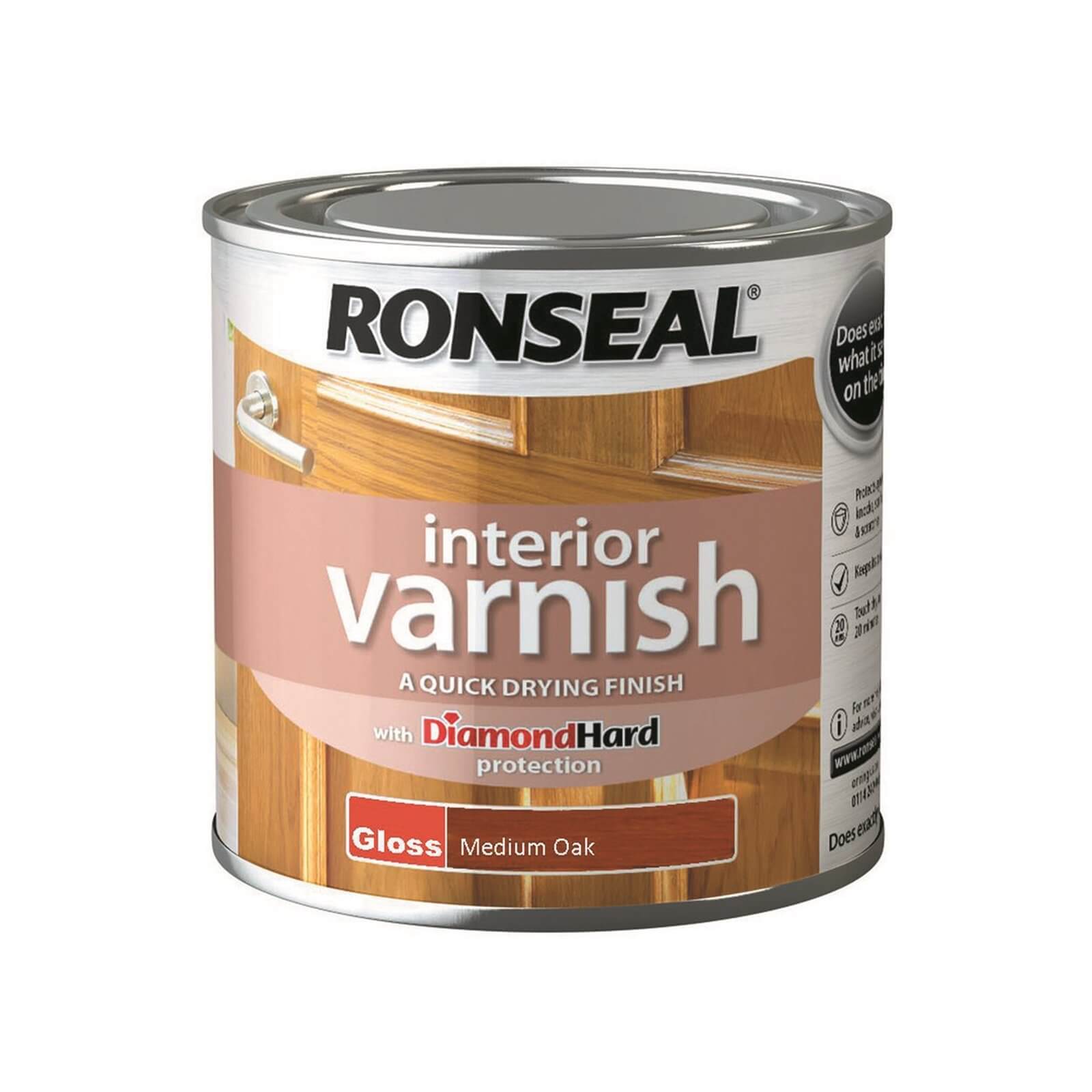 Photo of Ronseal Interior Varnish Gloss Medium Oak - 250ml